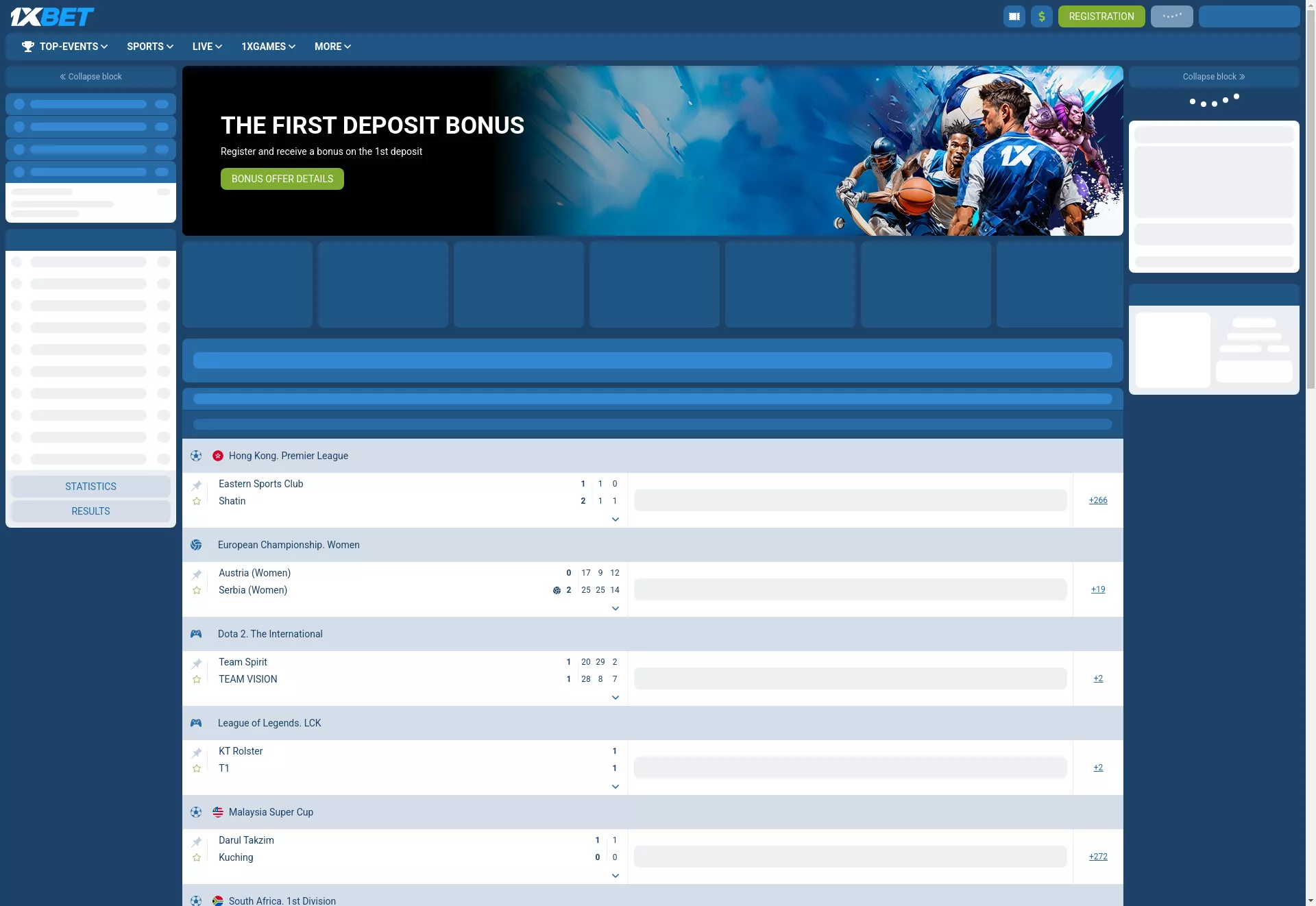 Desktop screen. 1xBet Up to K9,999,999 + 150 FS