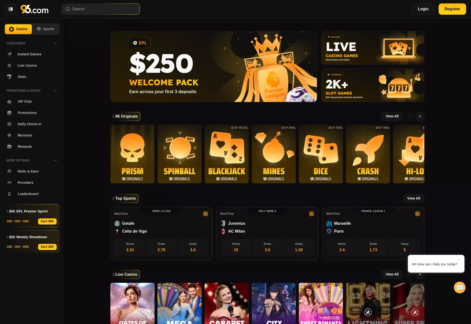 Desktop screen. 96.com 100% hasta ₮25000