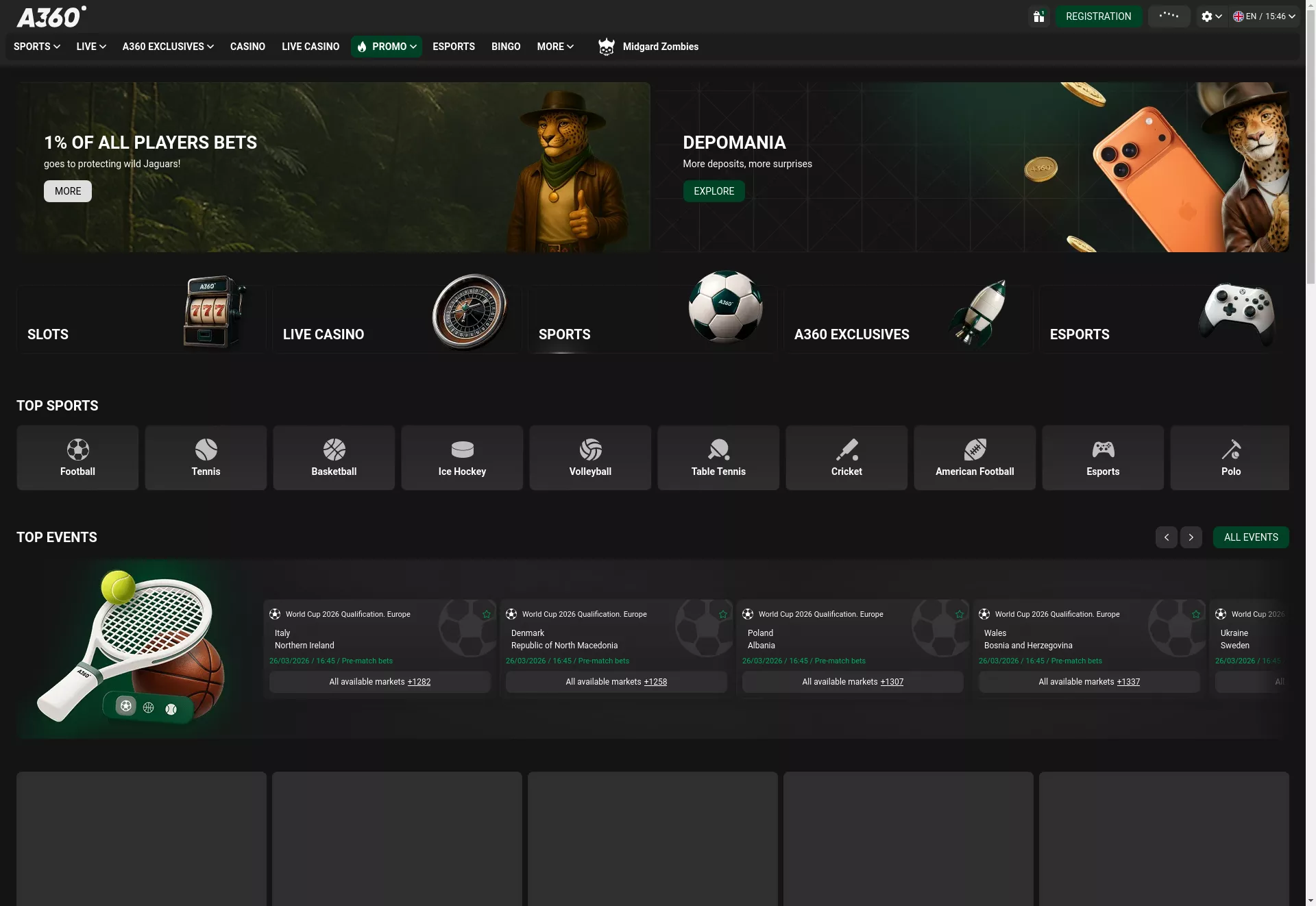 Desktop screen. A360 Casino Hasta $1885000 + 150 FS