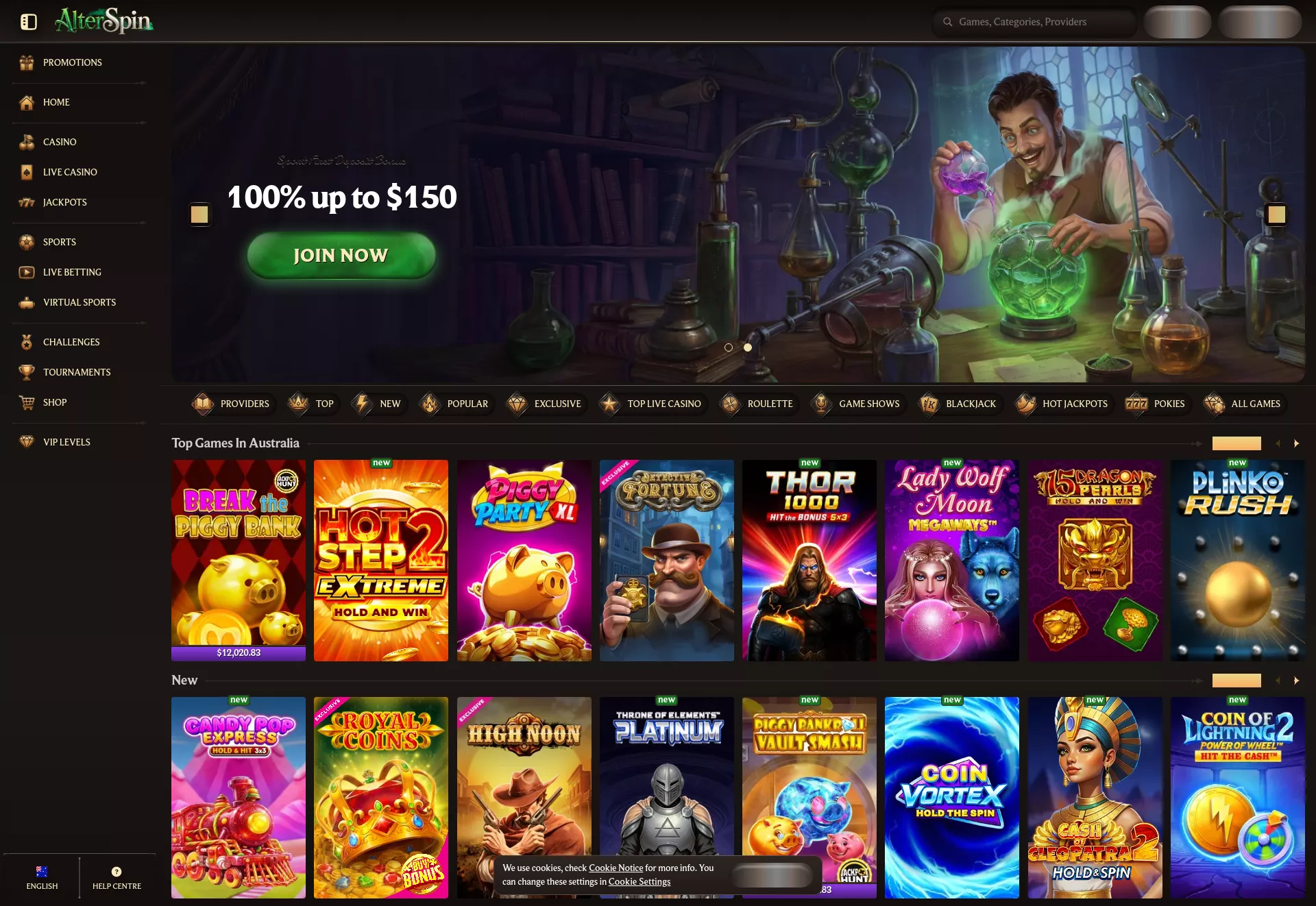 Desktop screen. AlterSpin Up to $3000 + 350 FS