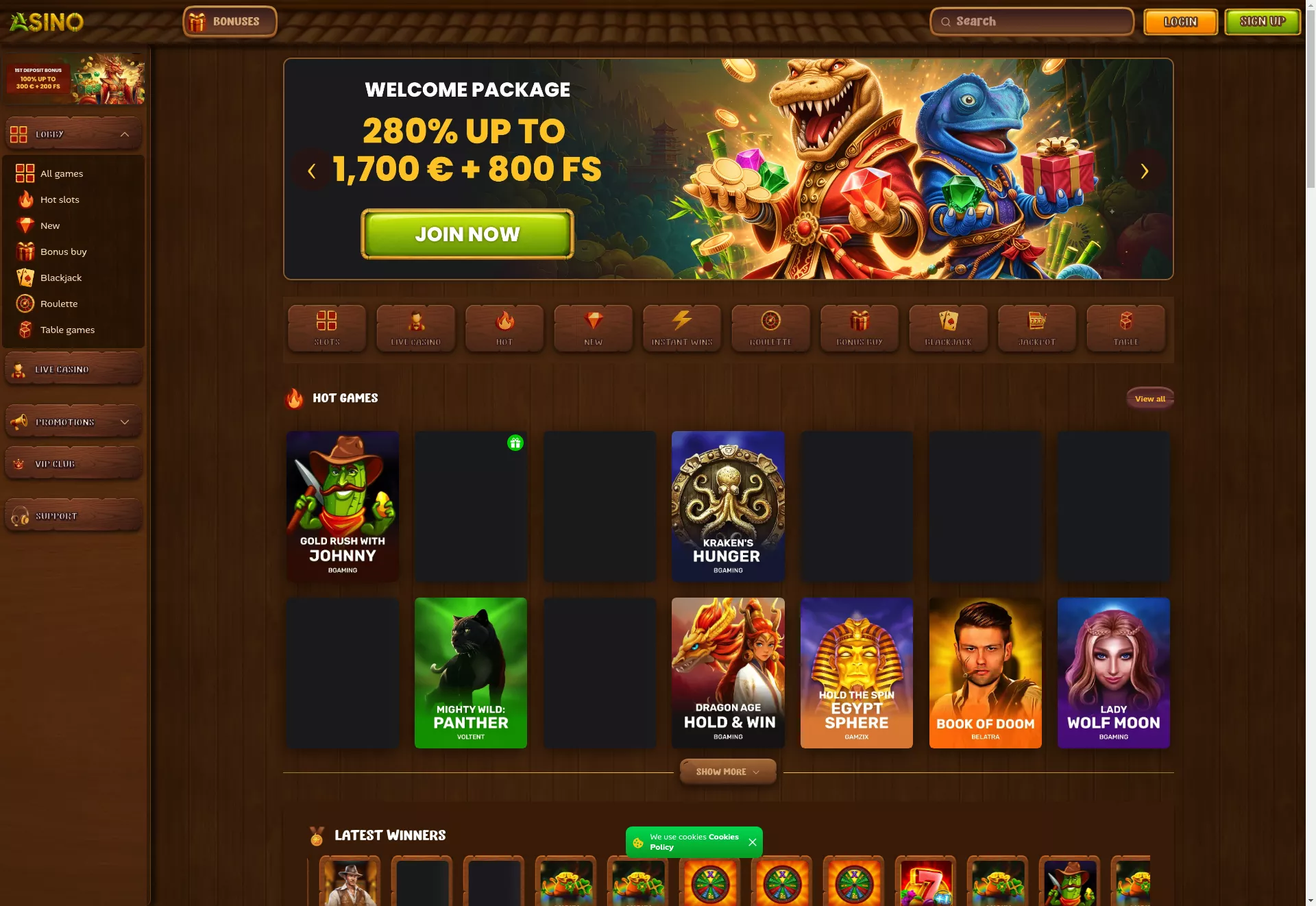 Desktop screen. Asino Up to C$2930 + 800 FS