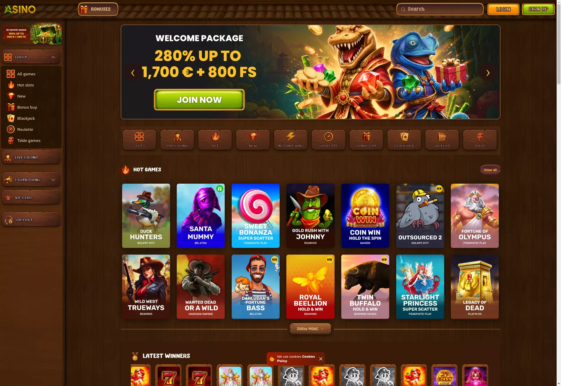Desktop screen. Asino Up to NZ$3435 + 800 FS