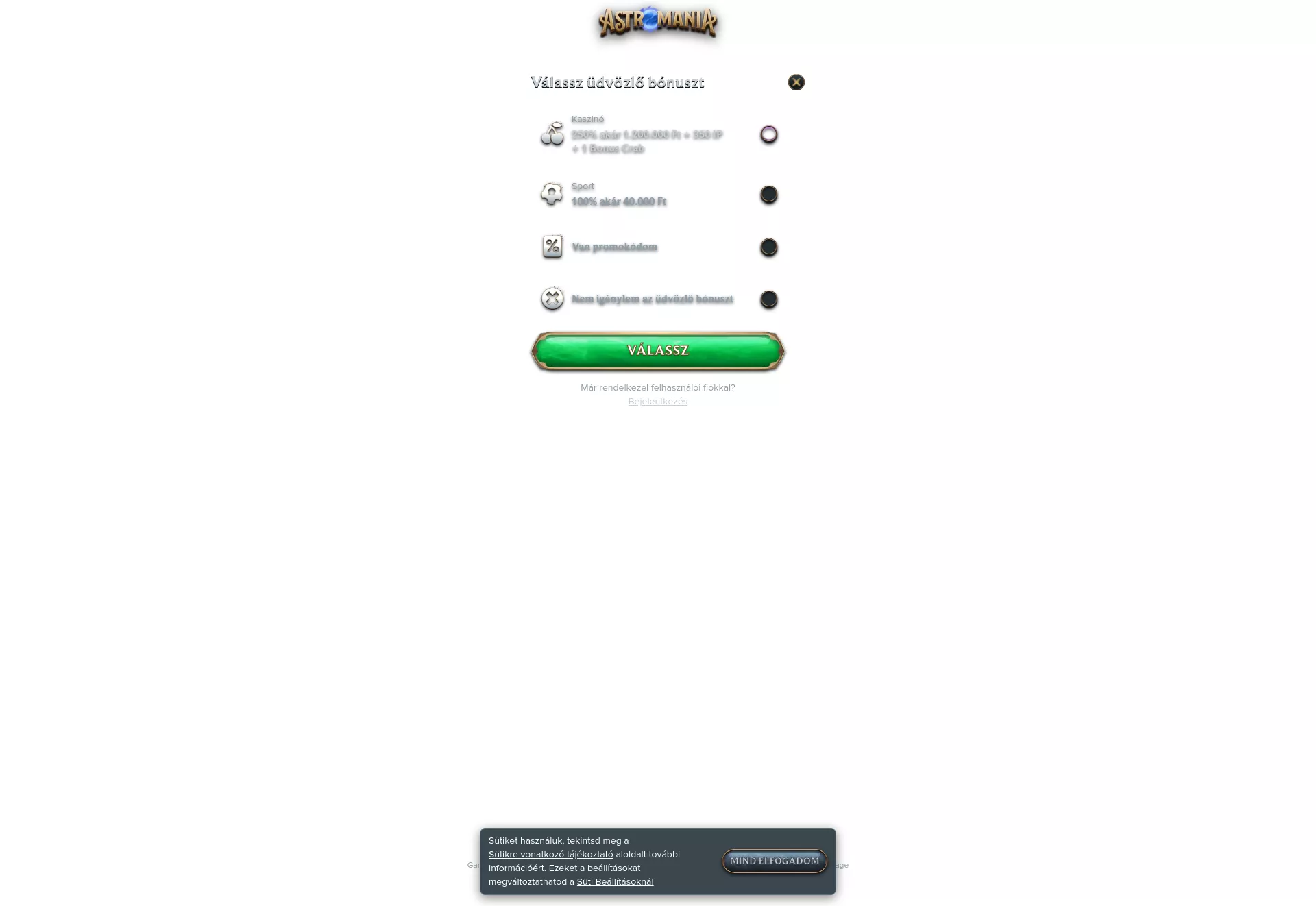 Desktop screen. Astromania Up to $3000 + 350 FS + 1 Bonus Crab