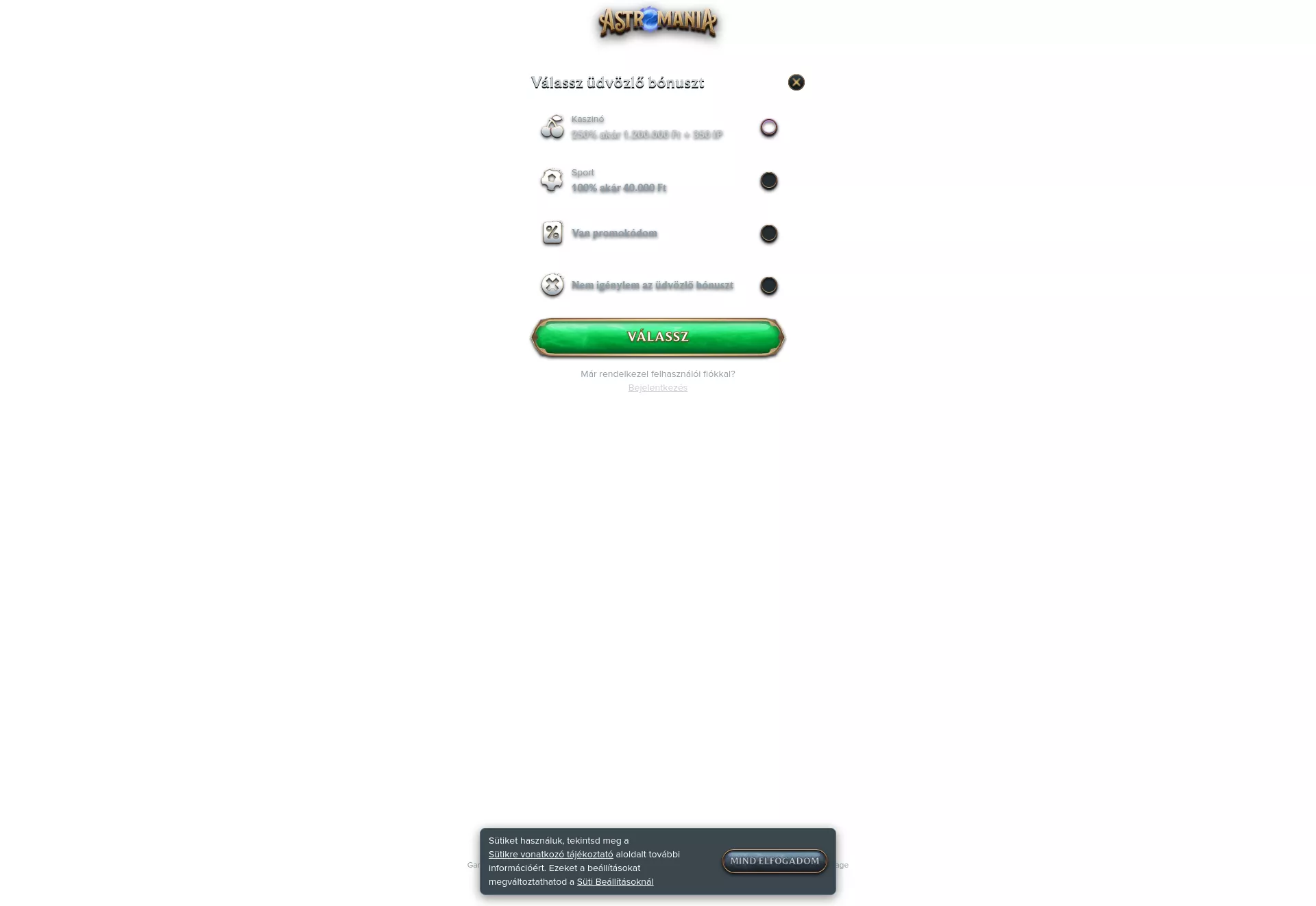 Desktop screen. Astromania Up to €3000 + 350 FS + 1 Bonus Crab