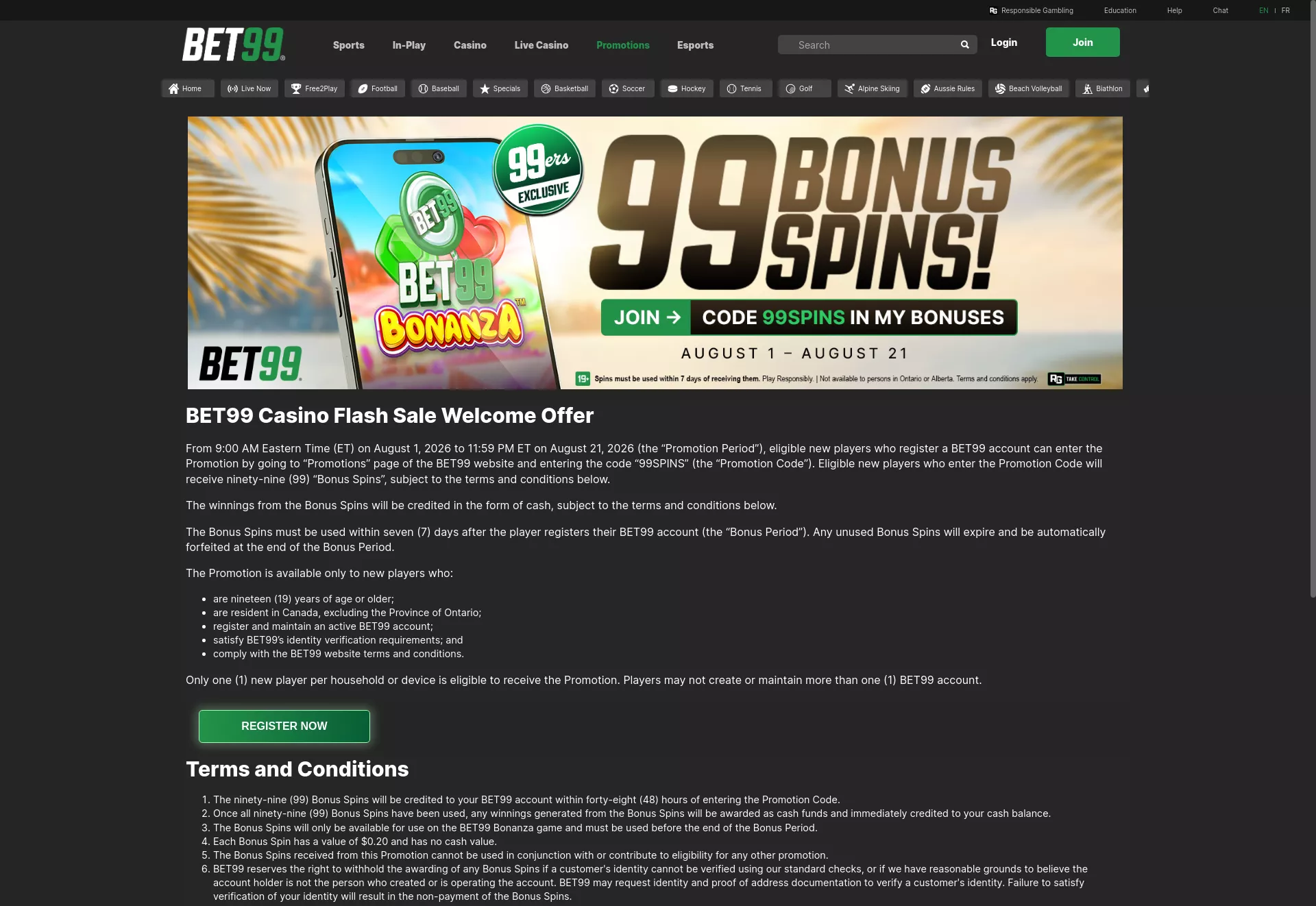 Desktop screen. BET99 100% up to C$1500