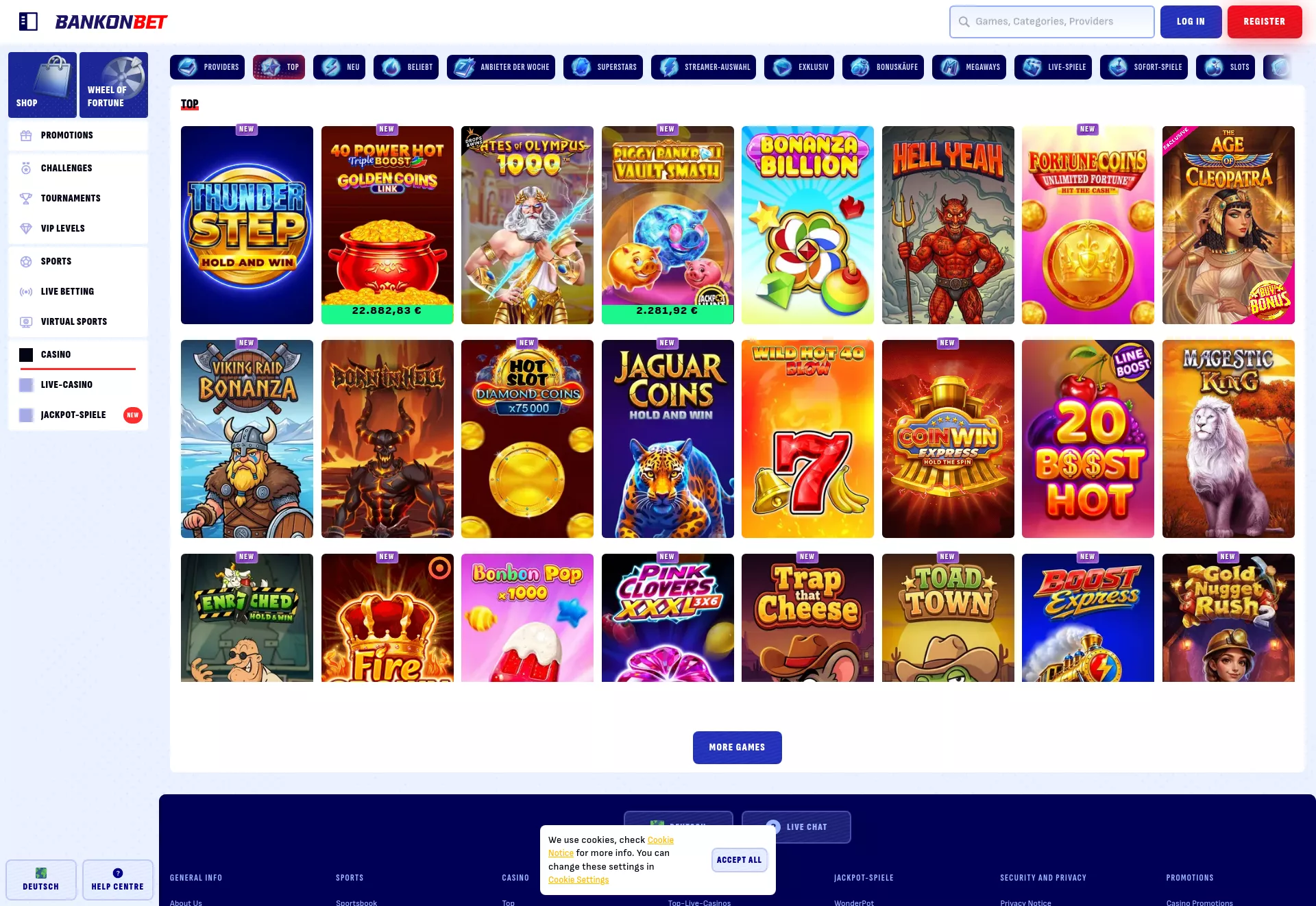 Desktop screen. BankonBet 100% up to ₺10000 + 200 FS + 1 Bonus Crab