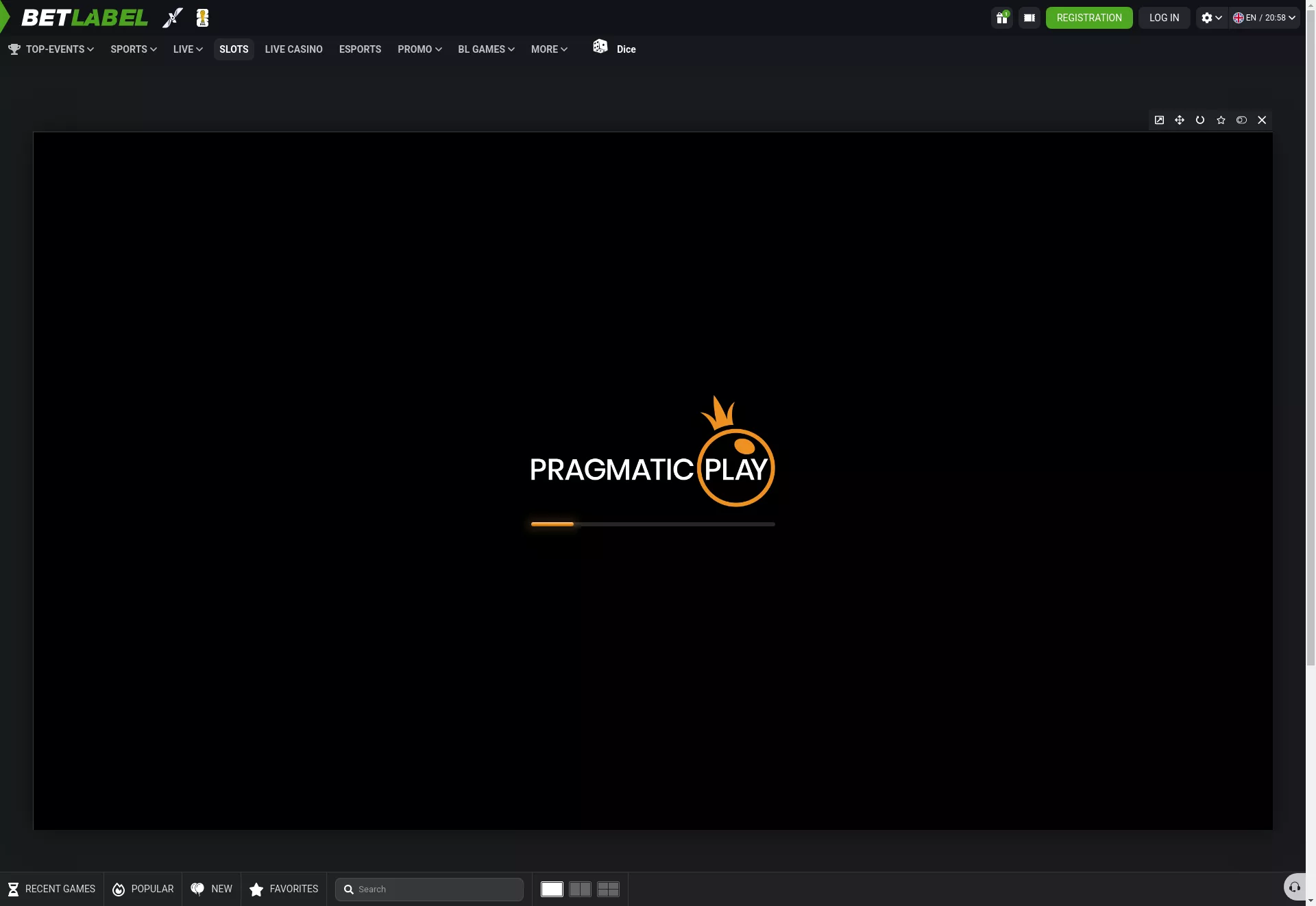 Desktop screen. BetLabel Casino Up to $1500 + 150 FS