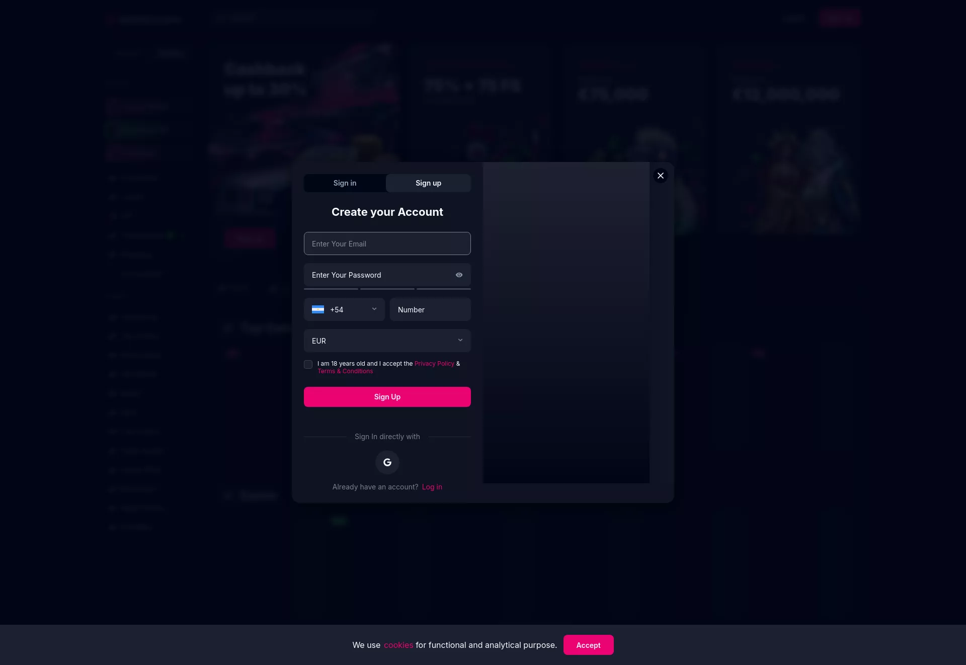Desktop screen. Betsio.com Up to $11500 + 225 FS