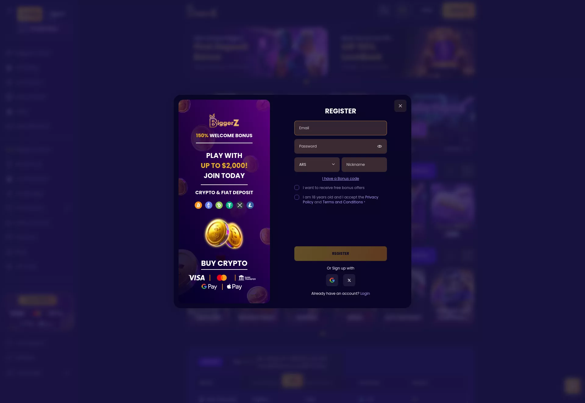 Desktop screen. BiggerZ Get ₮50