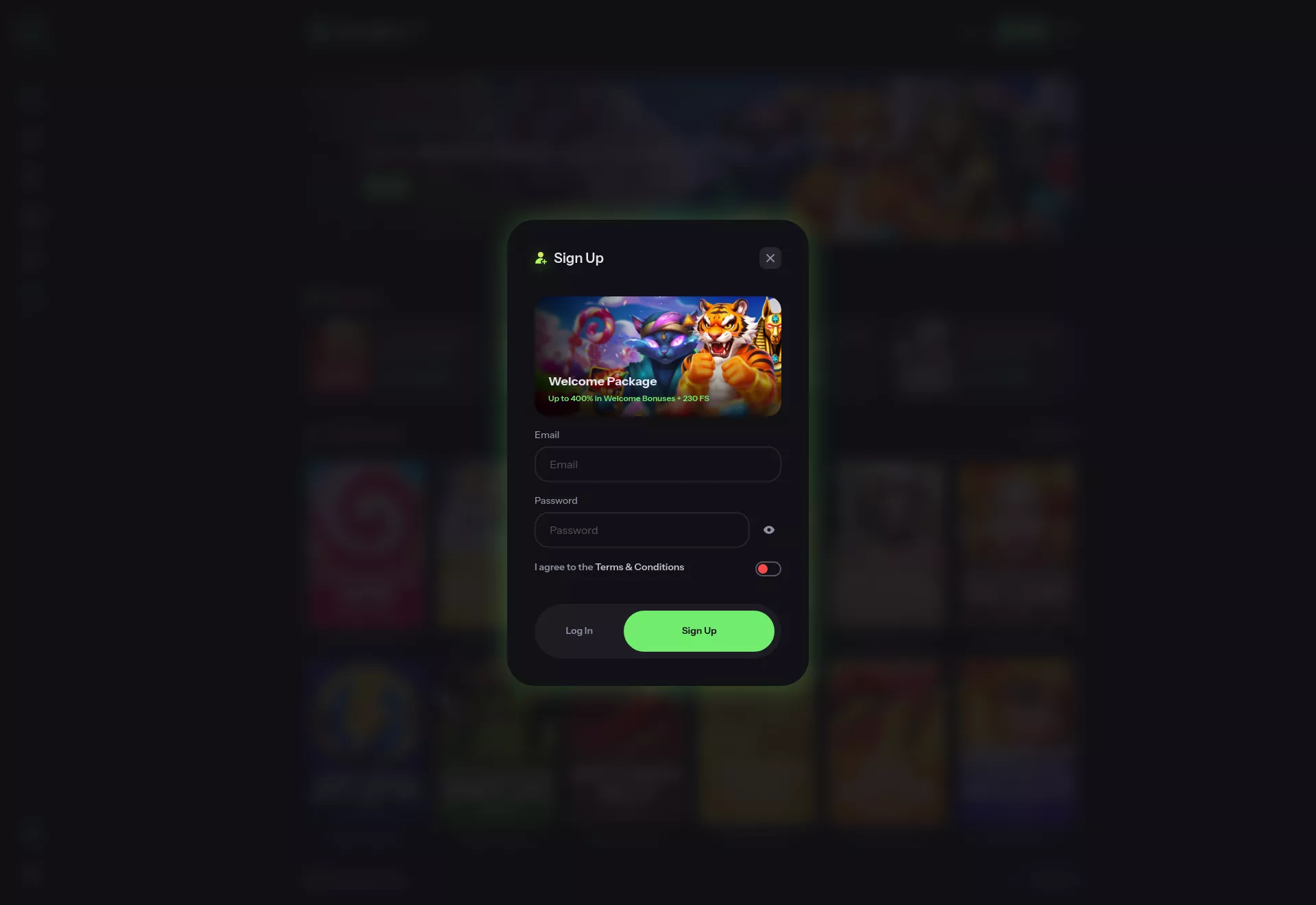 Desktop screen. BlazeBet Get 50 FS