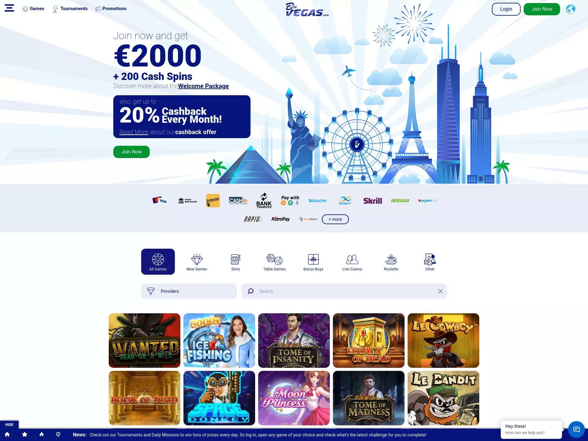 Desktop screen. BluVegas Up to €2000 + 200 FS