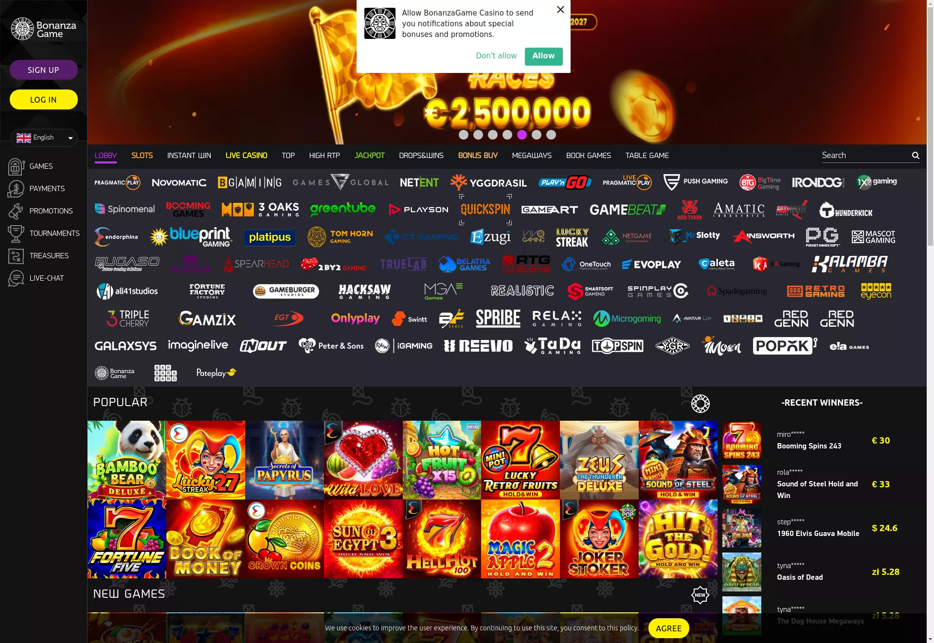 Desktop screen. Bonanza Game Up to $2100