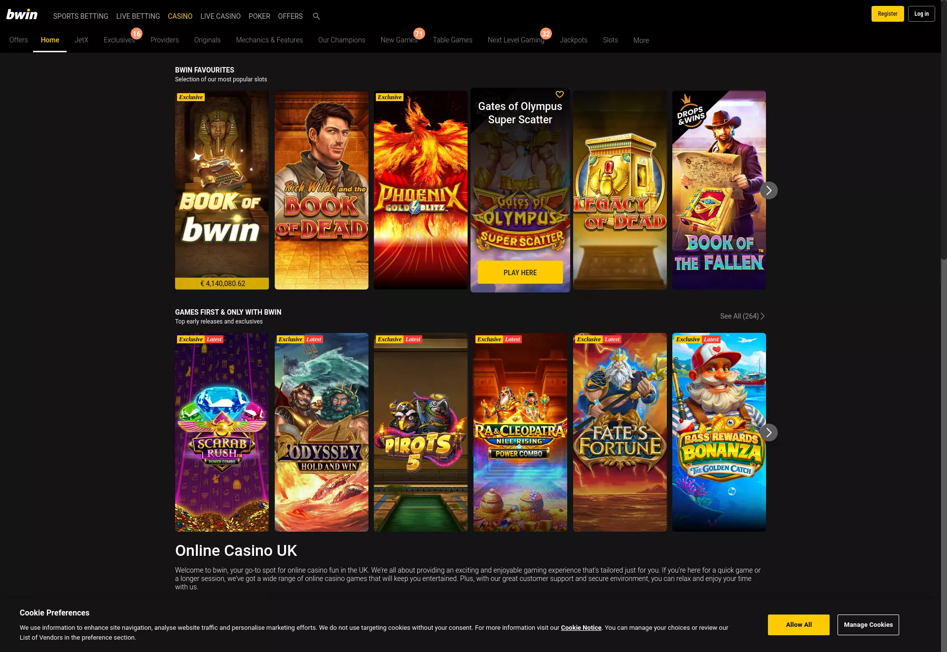 Desktop screen. Bwin Get 100 FS