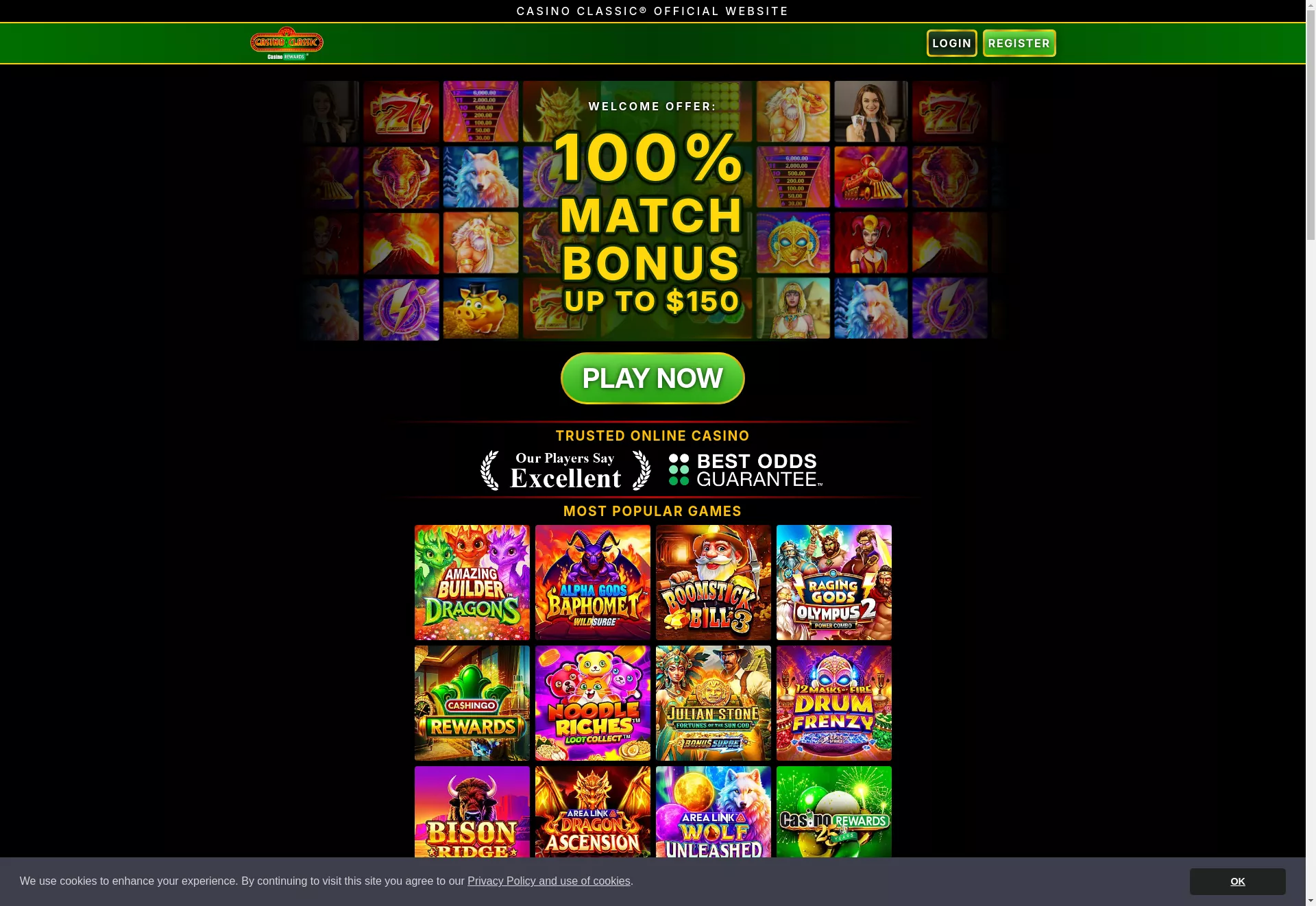 Desktop screen. Casino Classic Up to $200 + 40 FS