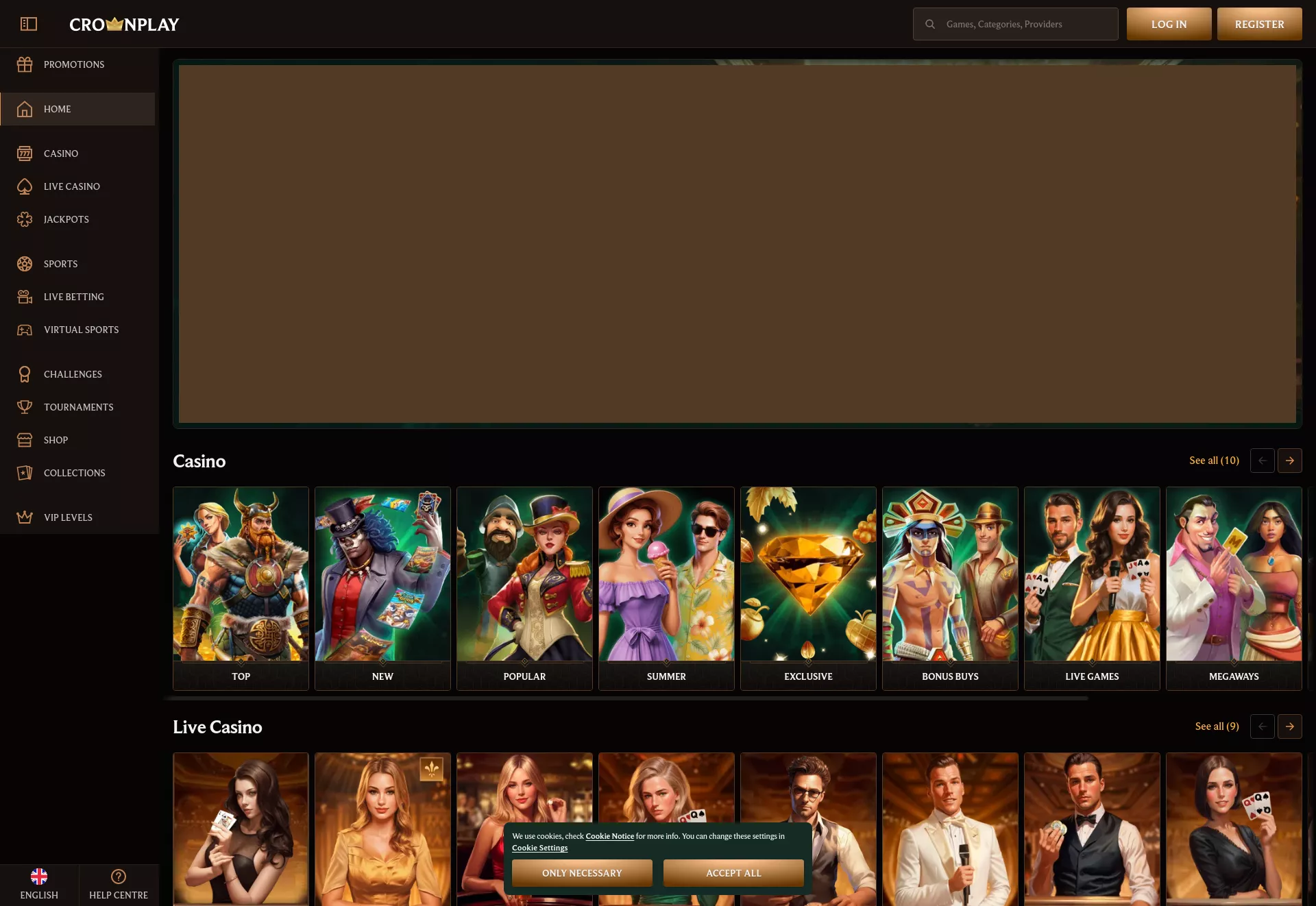Desktop screen. CrownPlay Casino Up to $3000 + 350 FS + 1 Bonus Crab