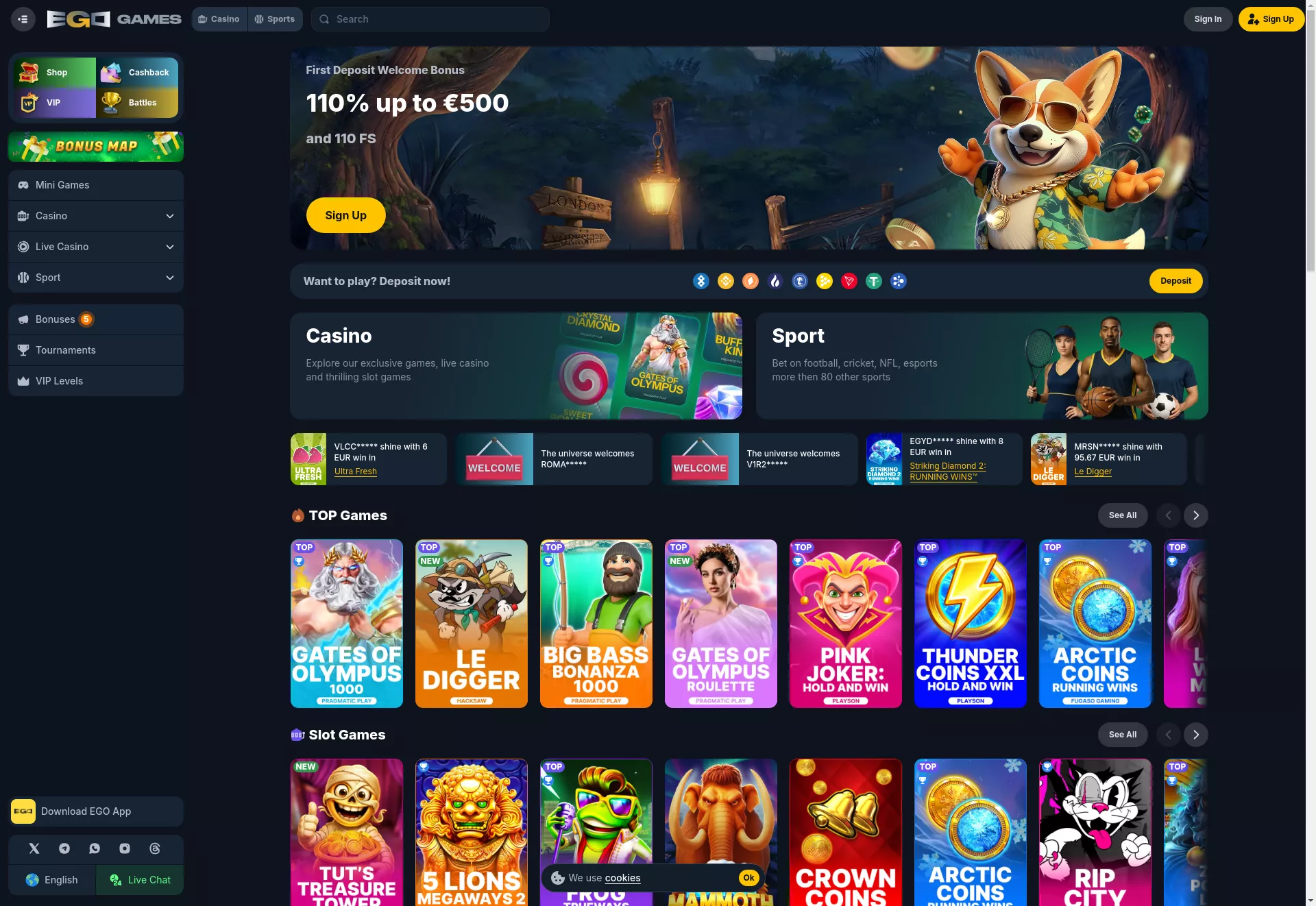Desktop screen. Ego Games 25% Cashback up to $7500
