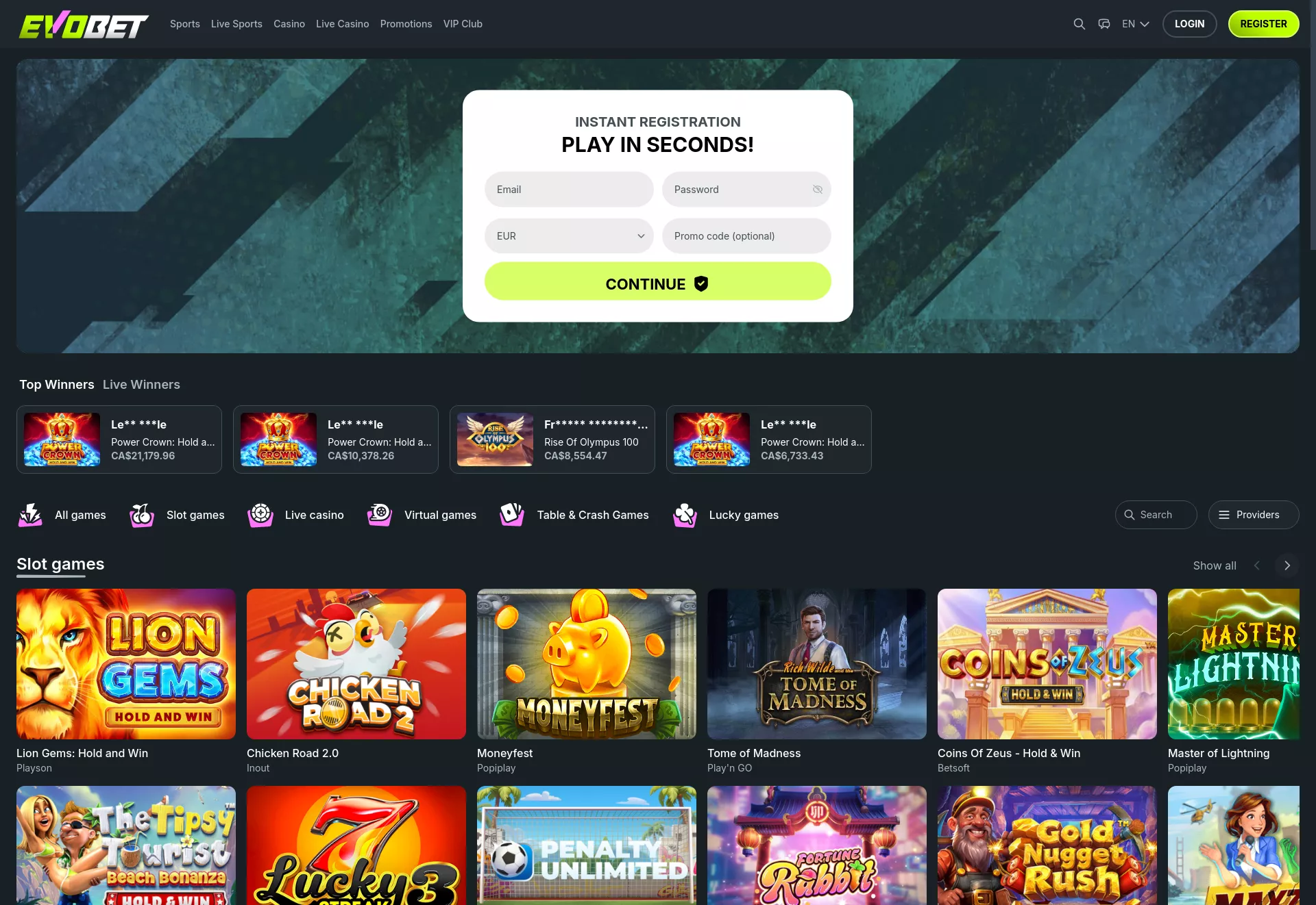 Desktop screen. Evobet 130% up to $1000