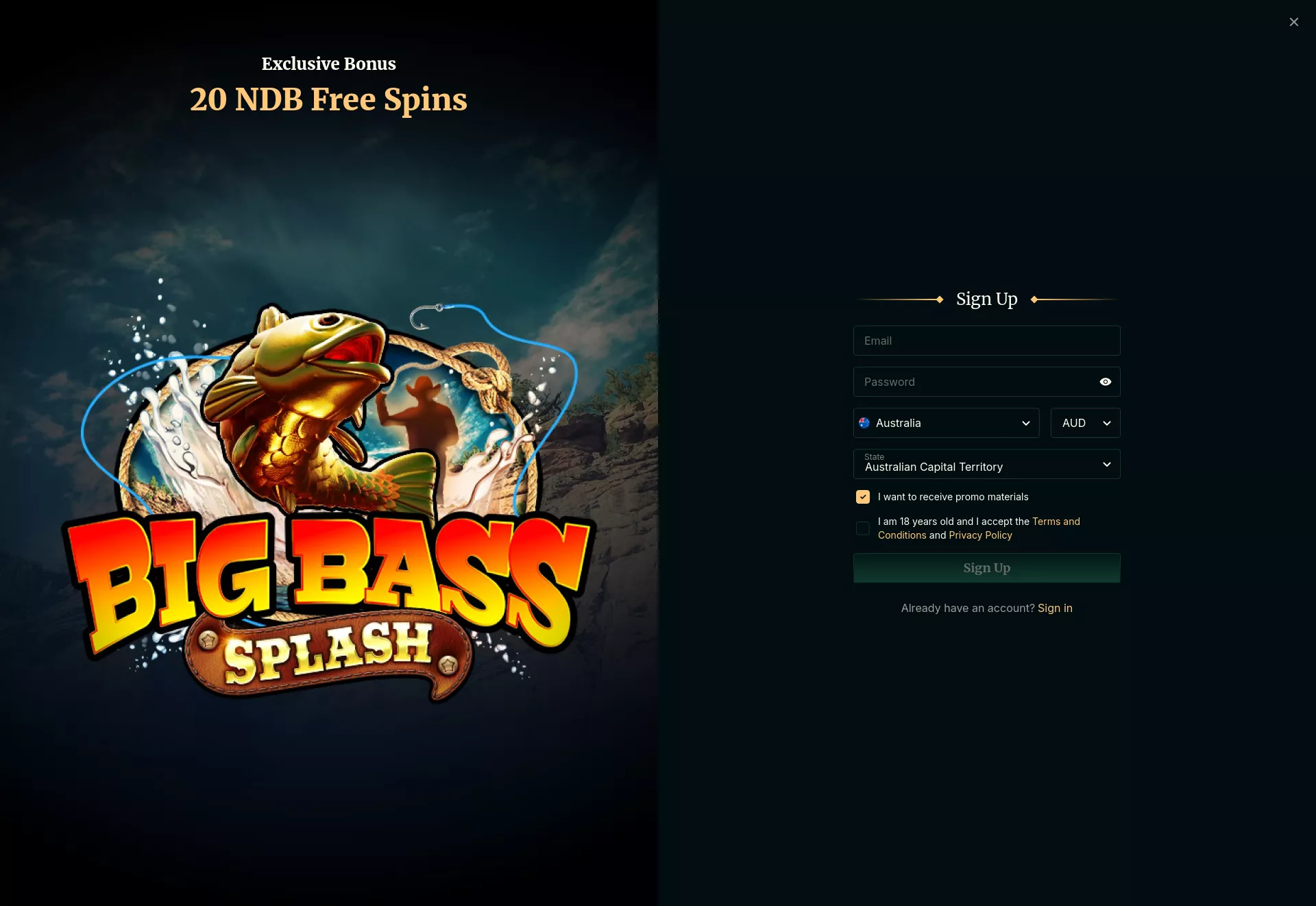 Desktop screen. Fair Crown Get 20 FS