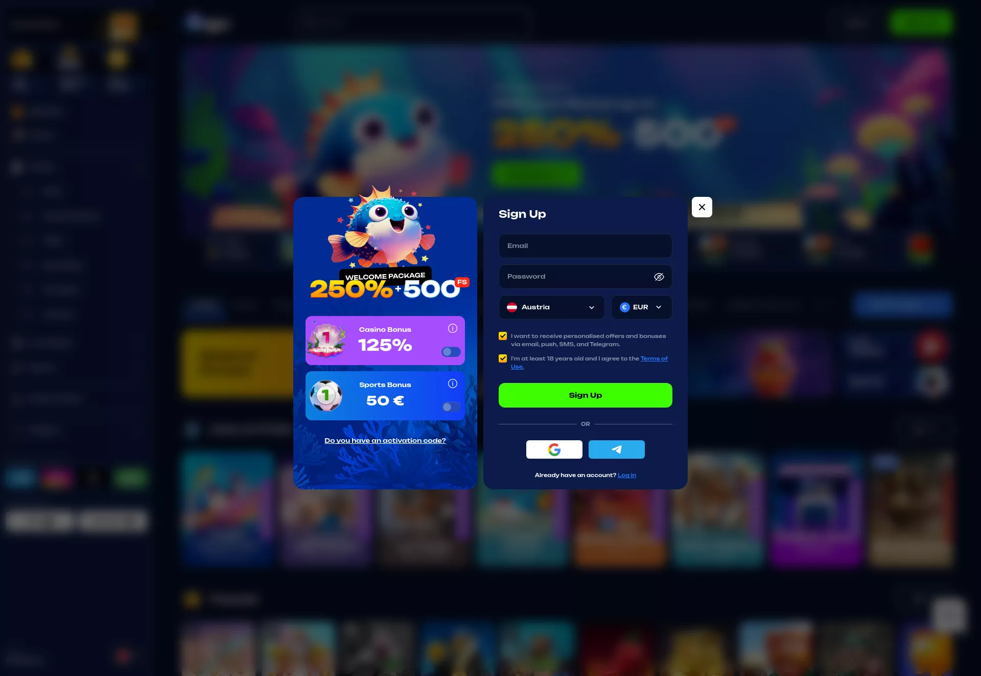 Desktop screen. Fugu Get 50 FS