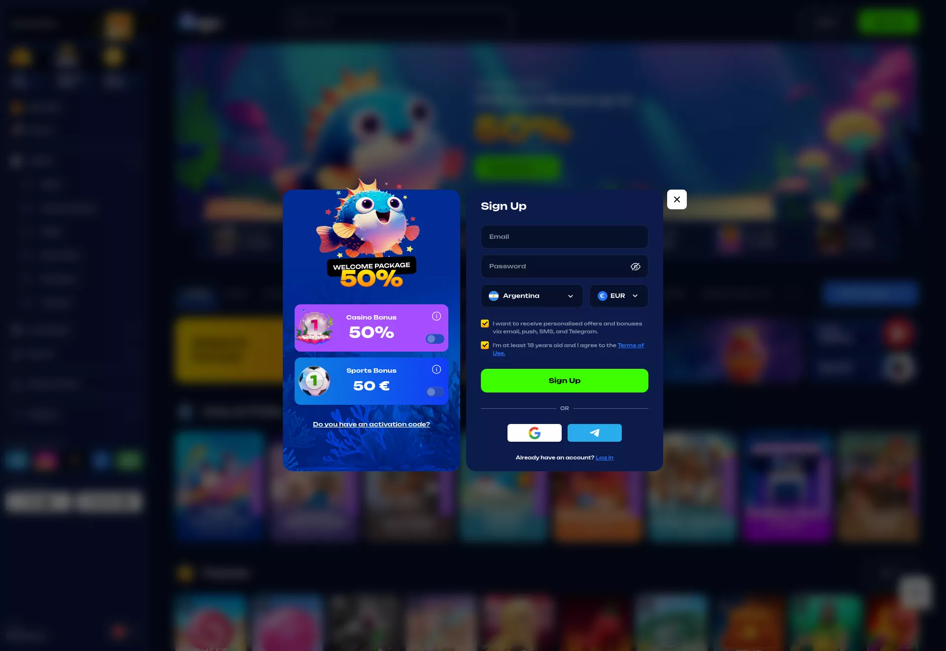 Desktop screen. Fugu 50% up to $300