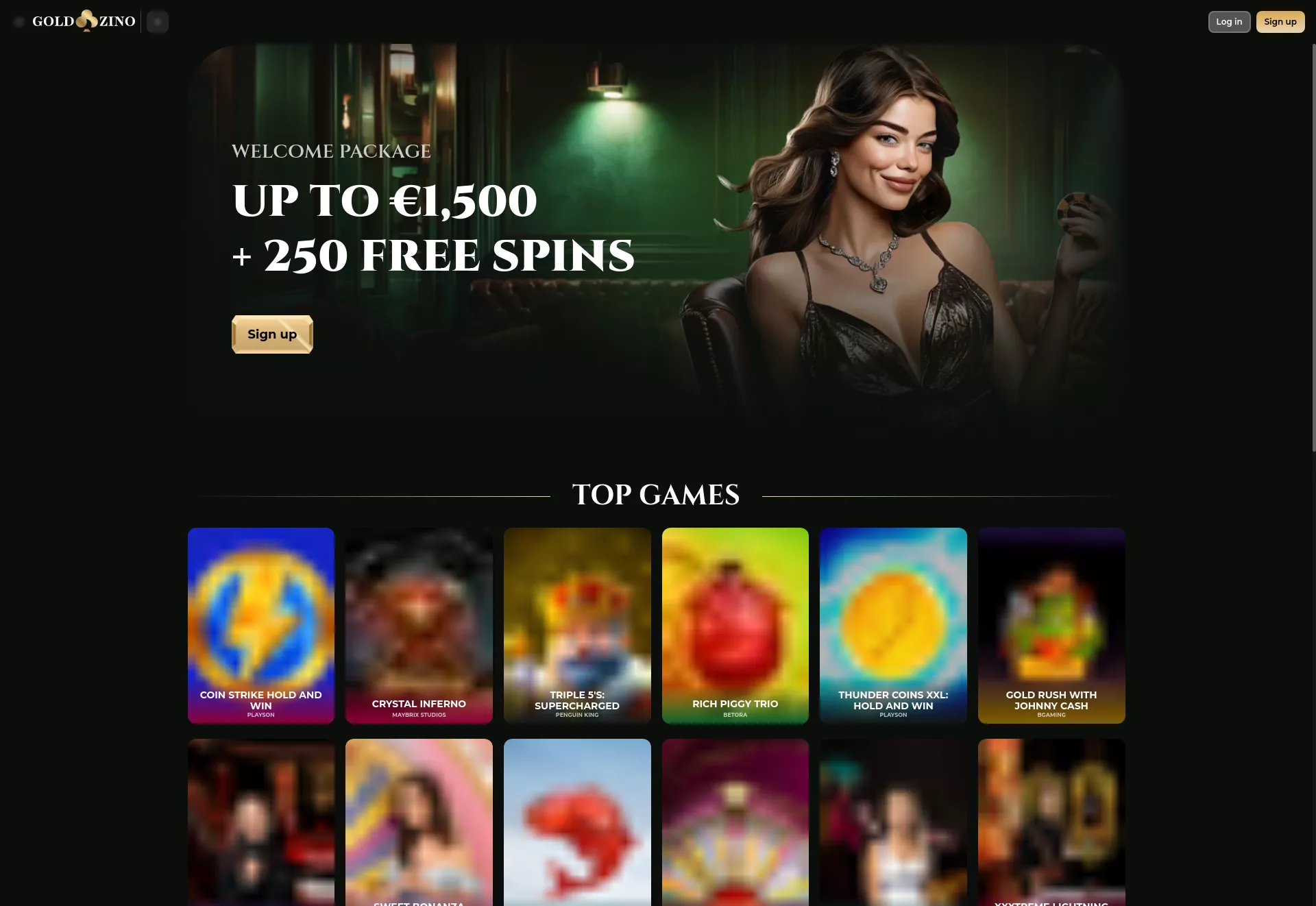 Desktop screen. Goldzino Get 25% cashback