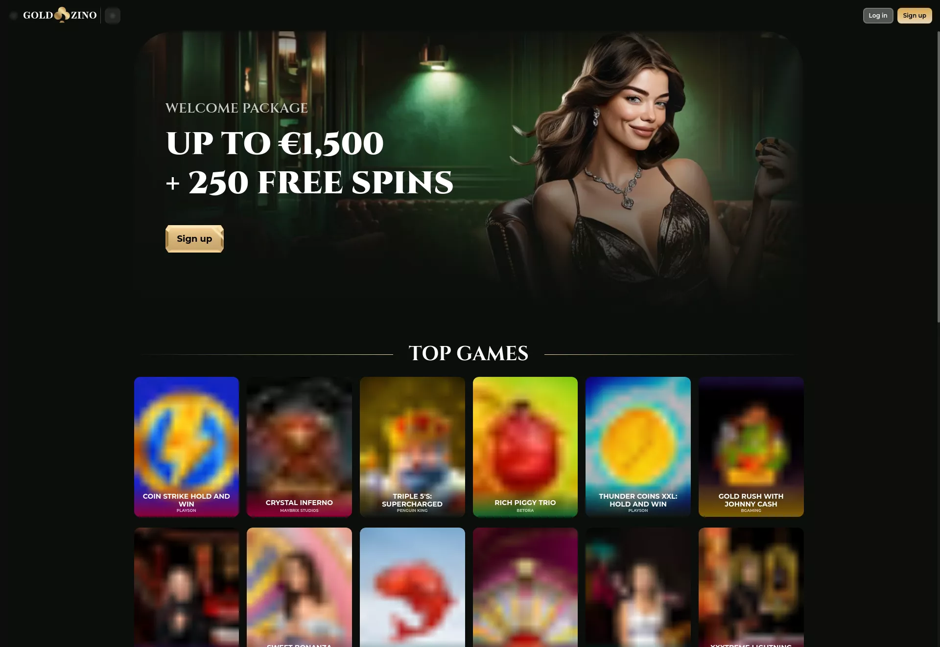 Desktop screen. Goldzino 50% up to $500