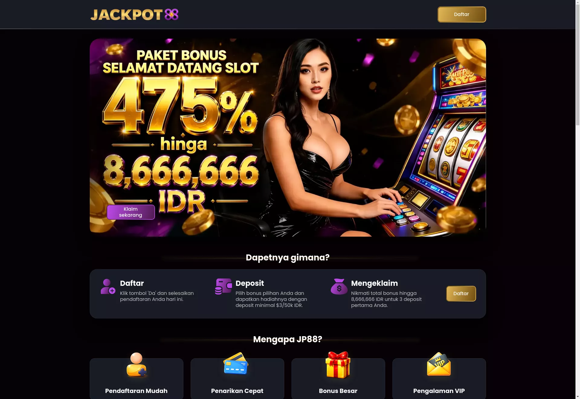 Desktop screen. Jackpot88 Up to Rp8,666,664