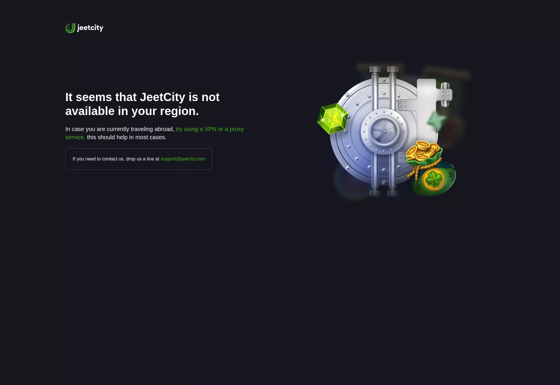 Desktop screen. Jeetcity Casino Up to $6500 + 180 FS