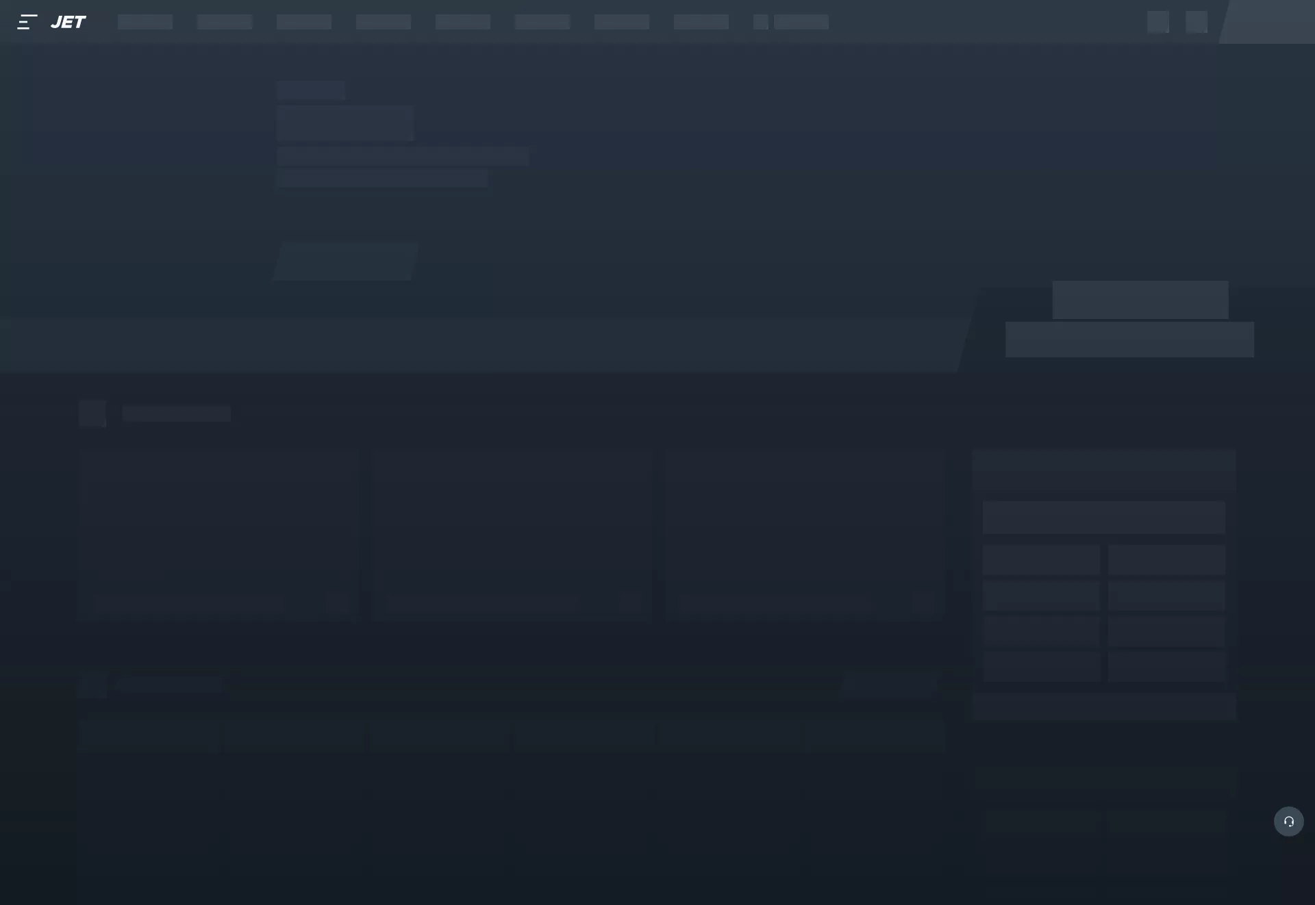 Desktop screen. Jet Casino Up to $1500 + 500 FS