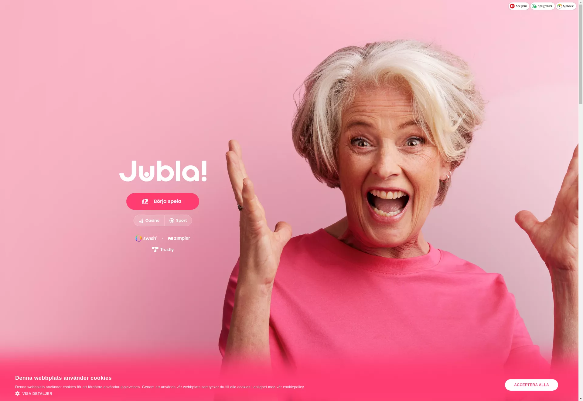 Desktop screen. Jubla Spela på casino