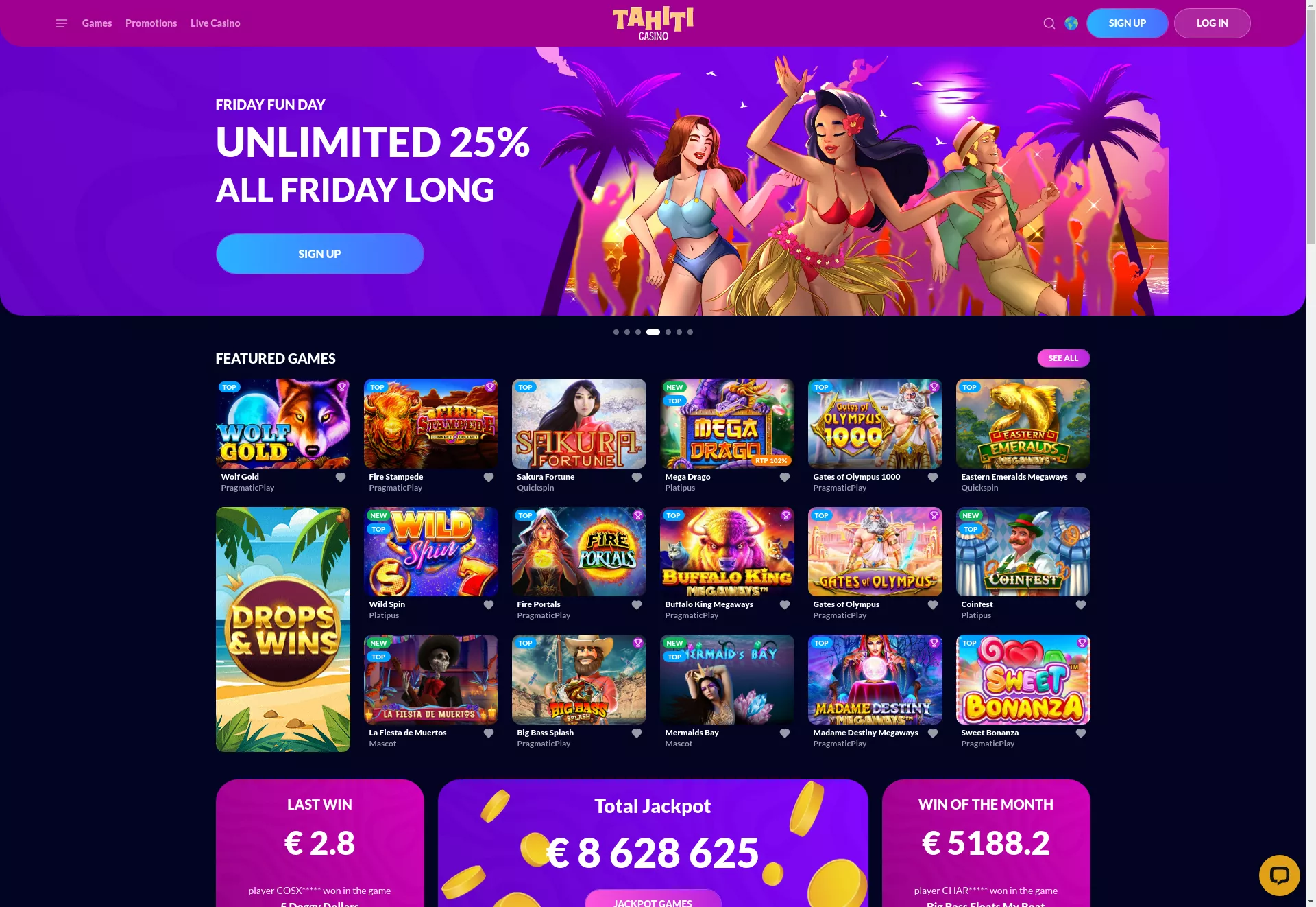 Desktop screen. Kahuna Casino Up to $4000 + 200 FS