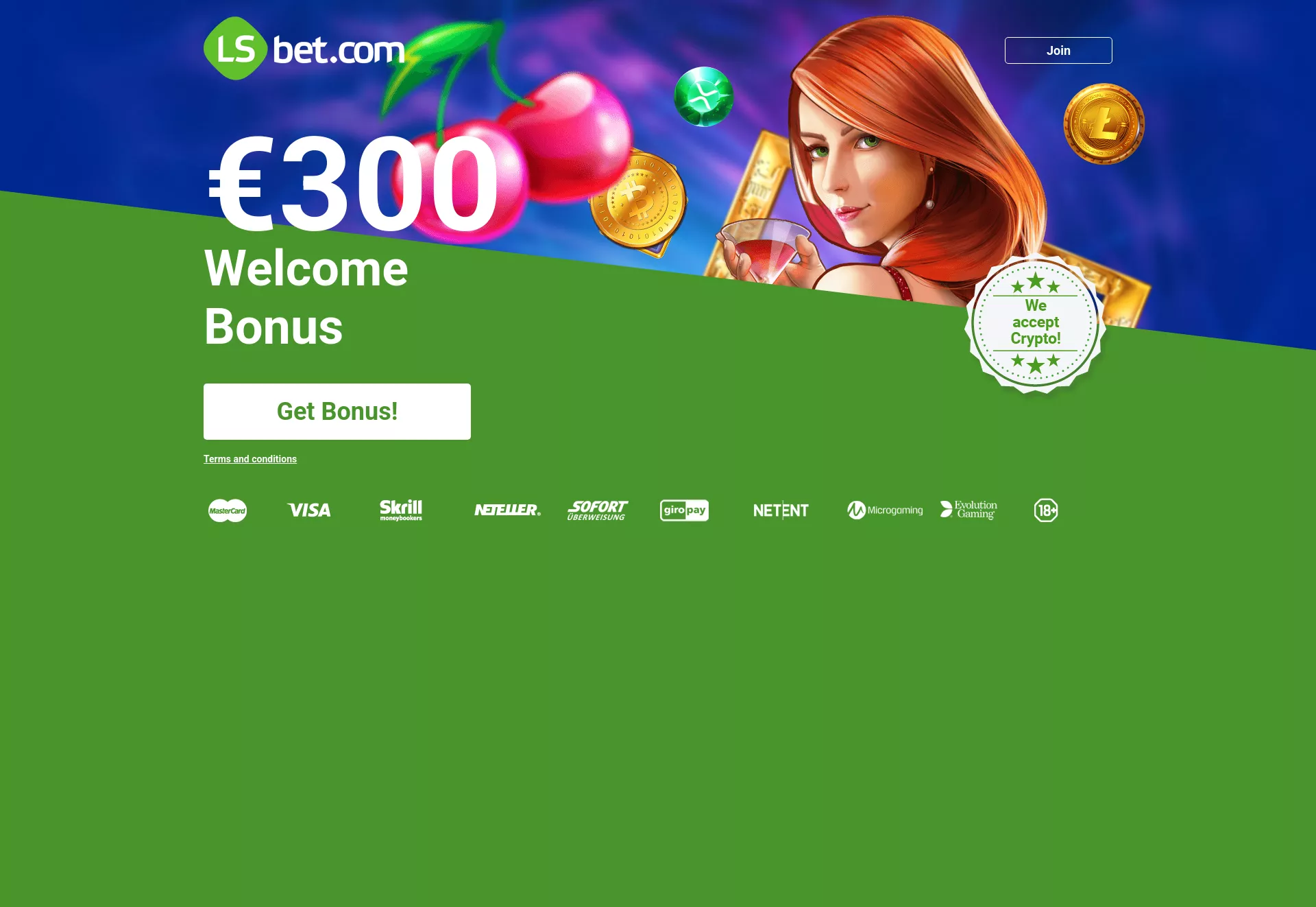 Desktop screen. LSbet 100% up to $300