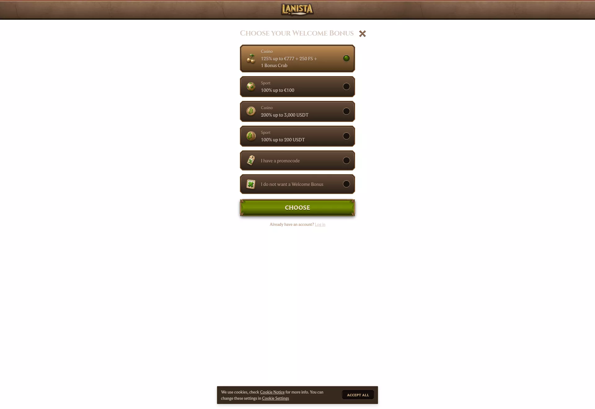 Desktop screen. Lanista 15% cashback up to $3000