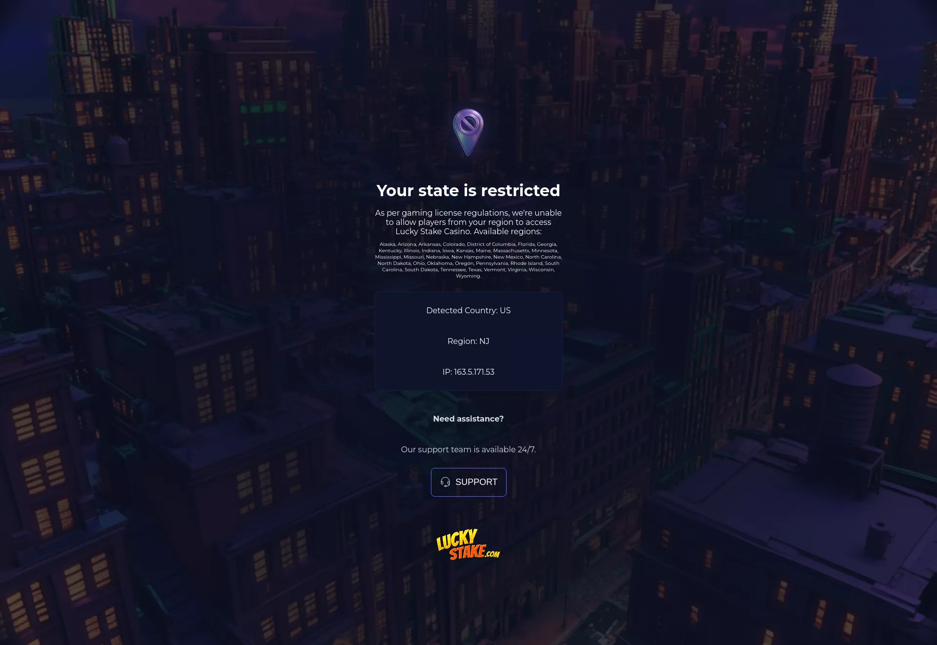 Desktop screen. Luckystake Play on casino