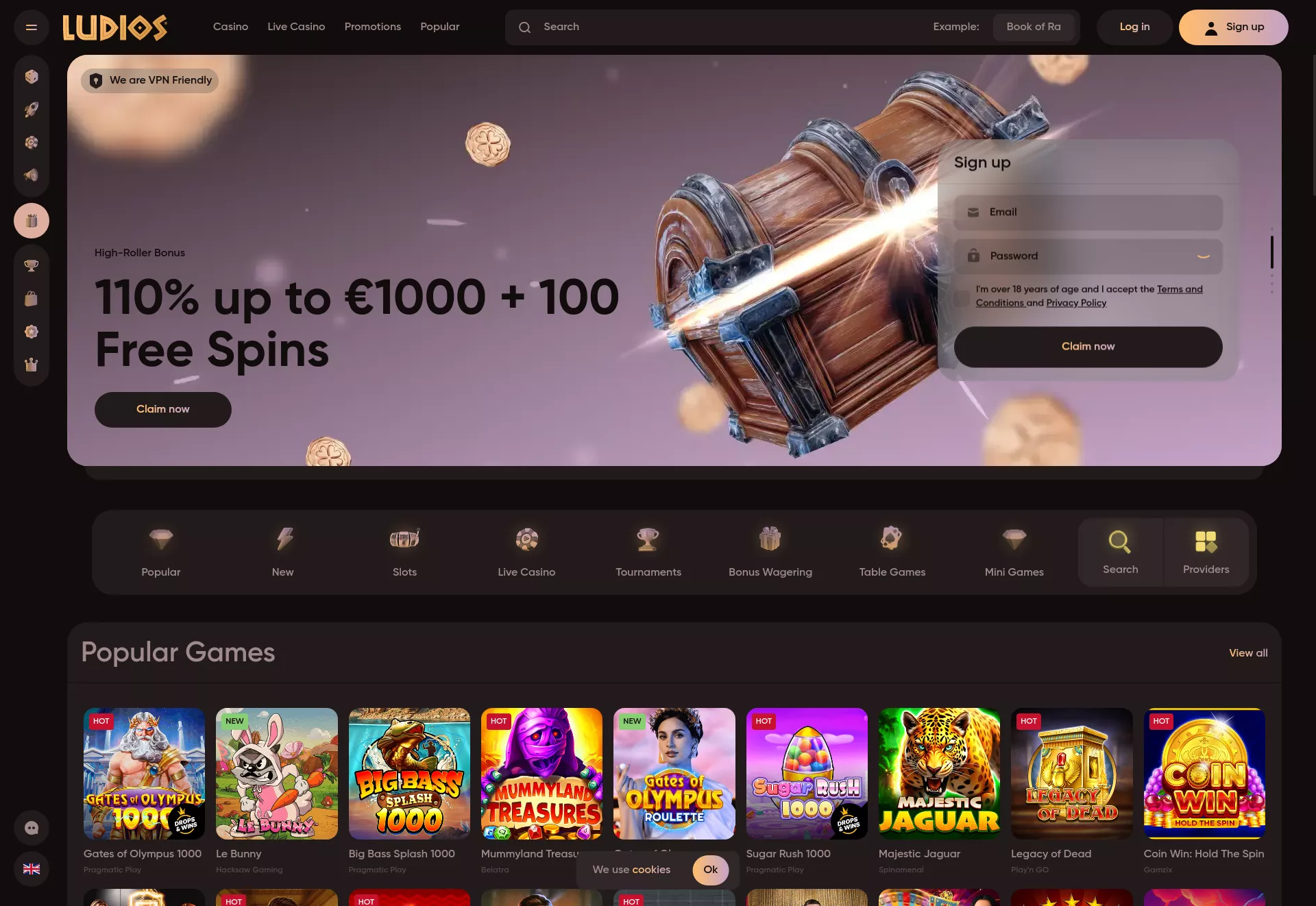 Desktop screen. Ludios Up to €2750 + 335 FS