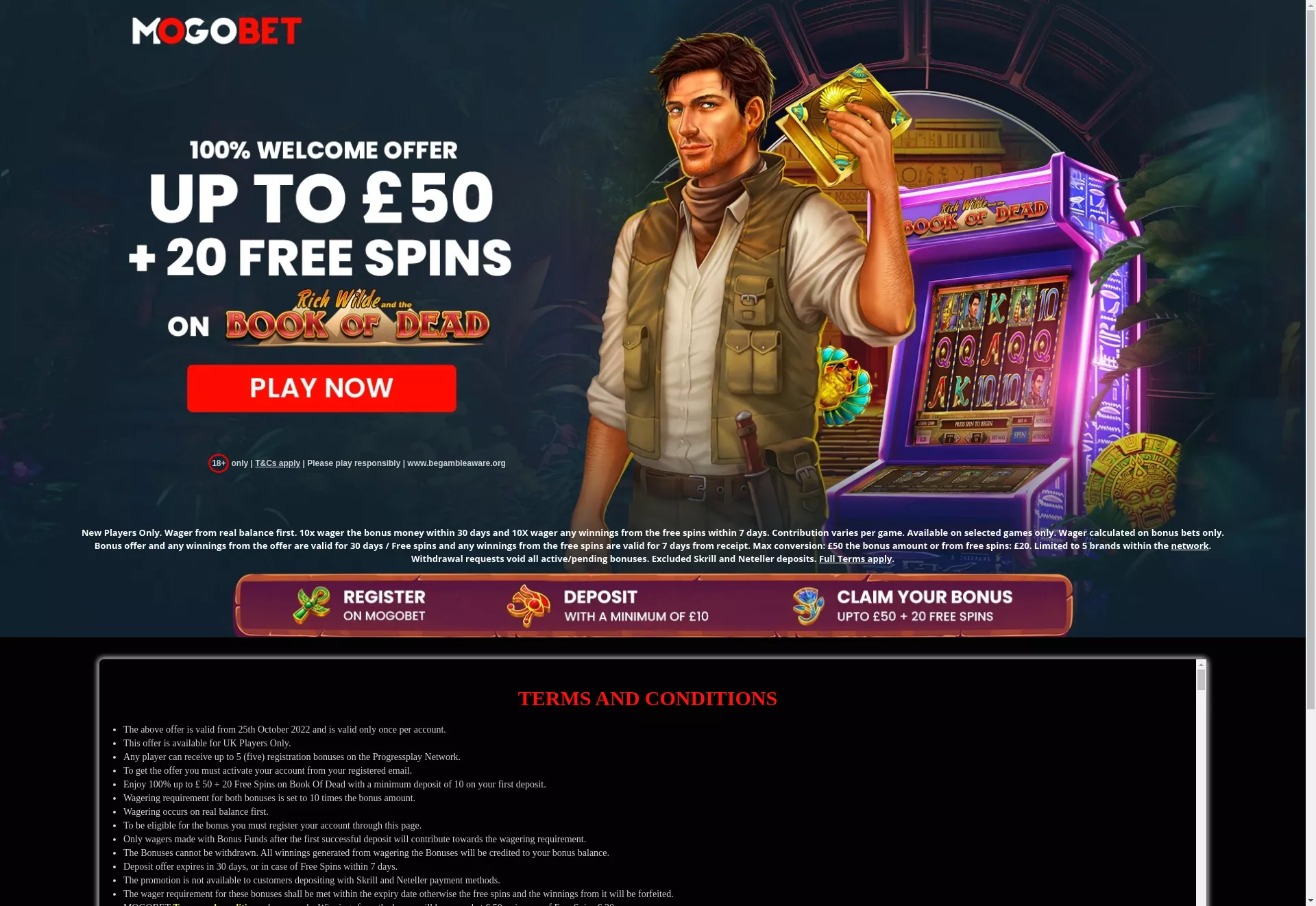 Desktop screen. MOGOBET Casino 100% up to $200 + 20 FS