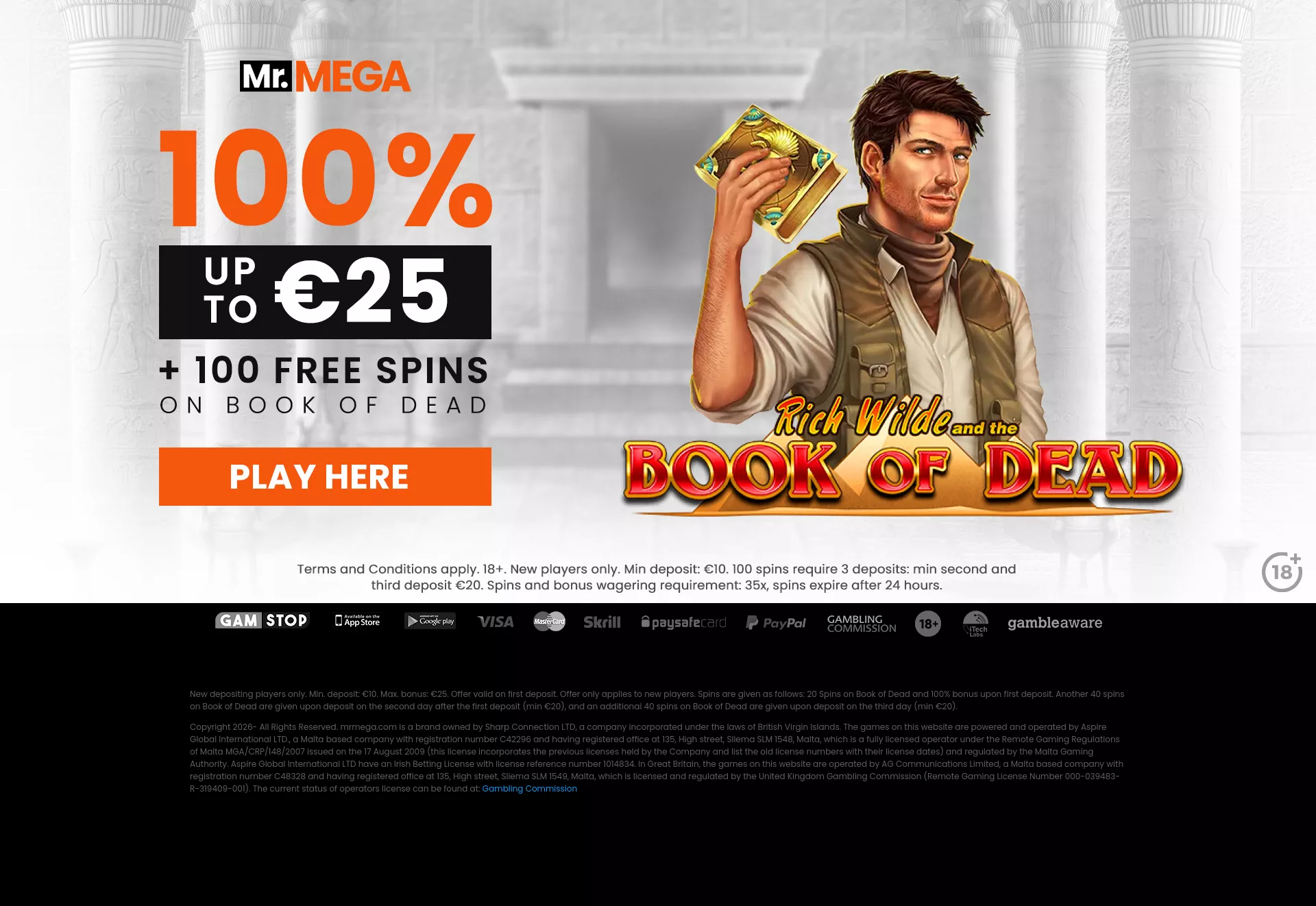 Desktop screen. MrMega 100% up to $200 + 100 FS