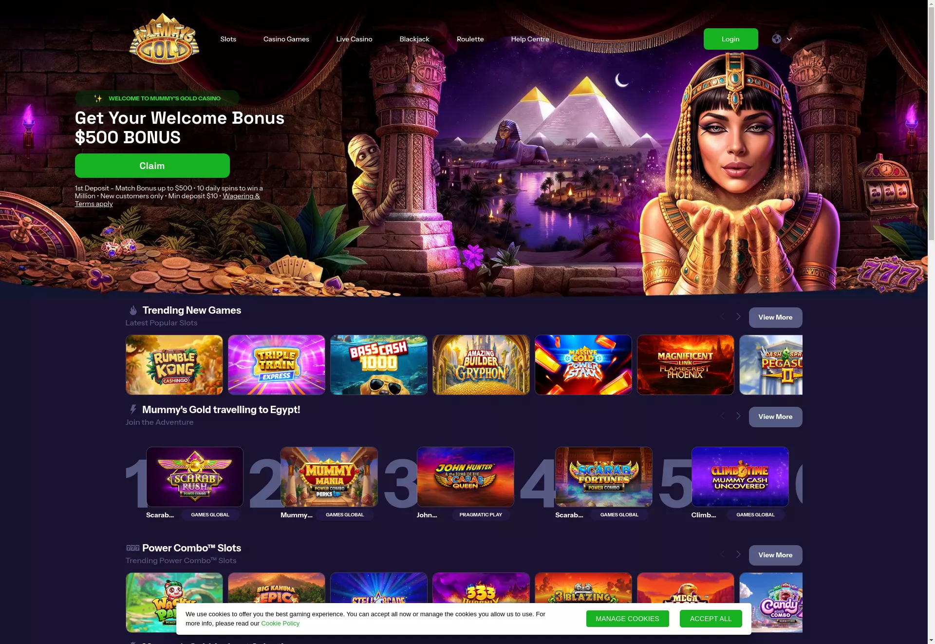 Desktop screen. Mummys Gold 100% up to C$500