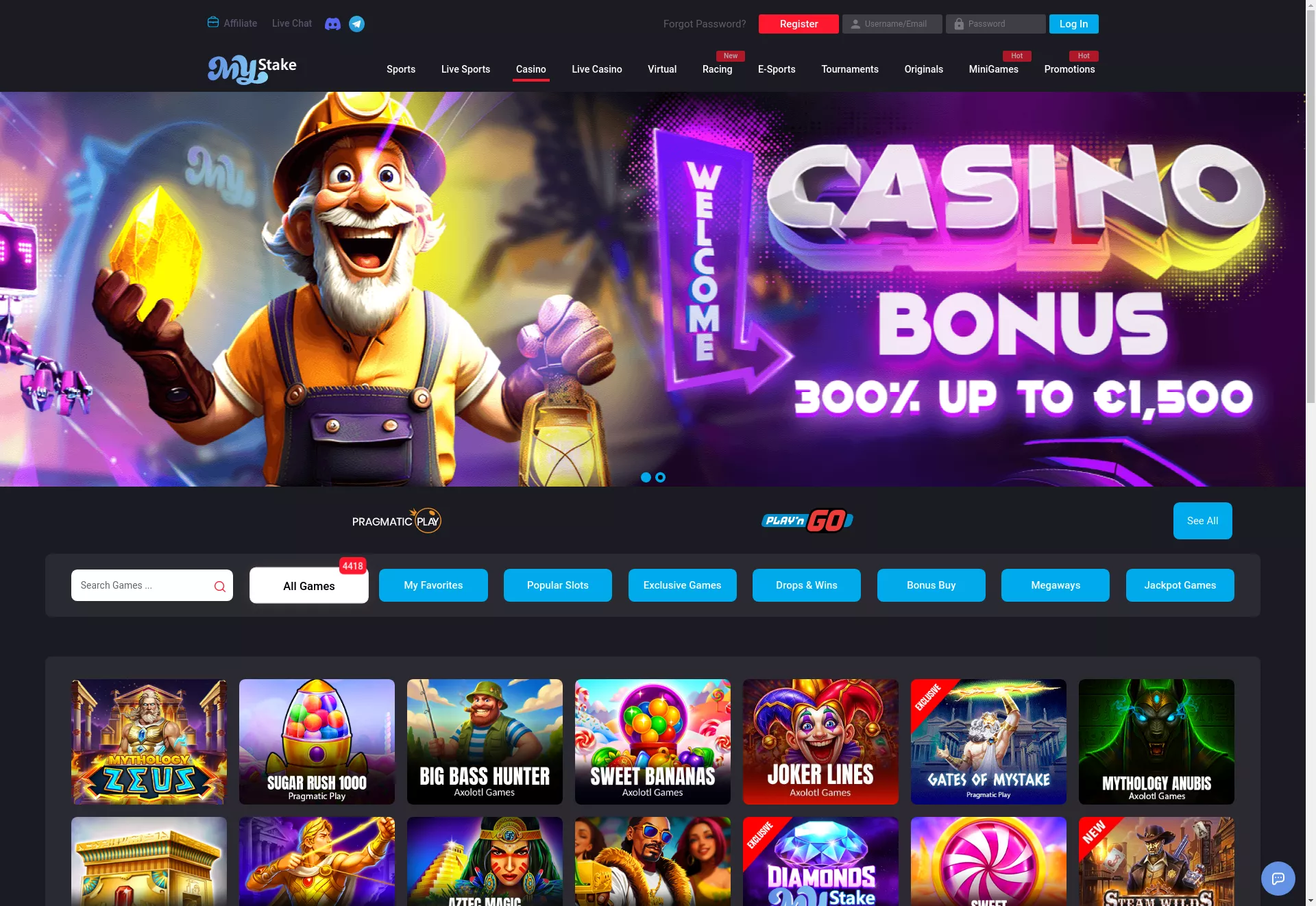 Desktop screen. Mystake Up to $1500