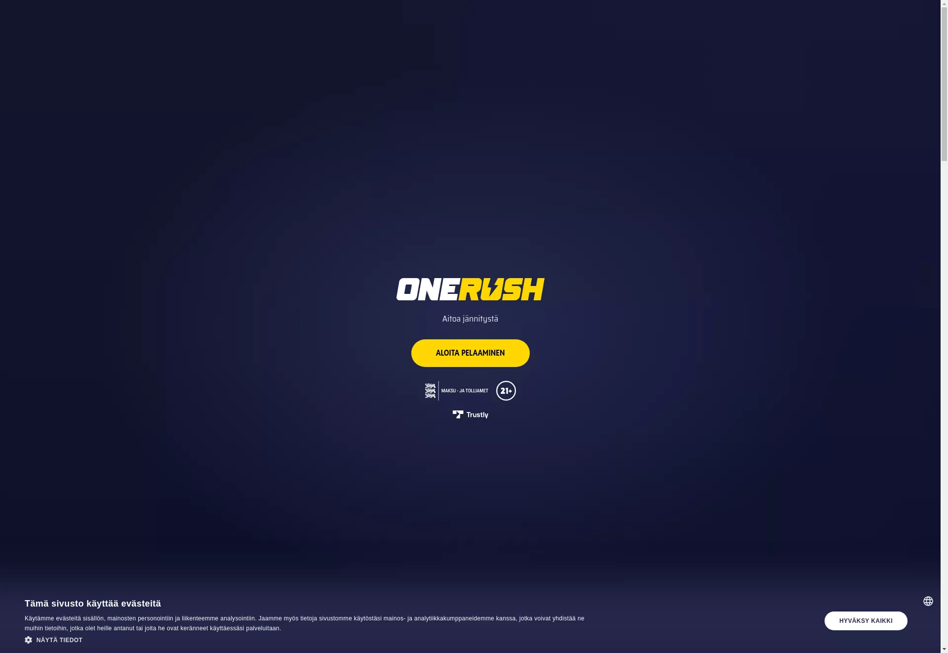 Desktop screen. One Rush 100% up to €100