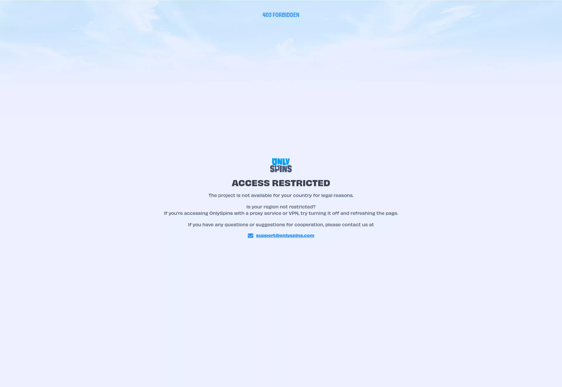 Desktop screen. OnlySpins Cashback 15% up to $400