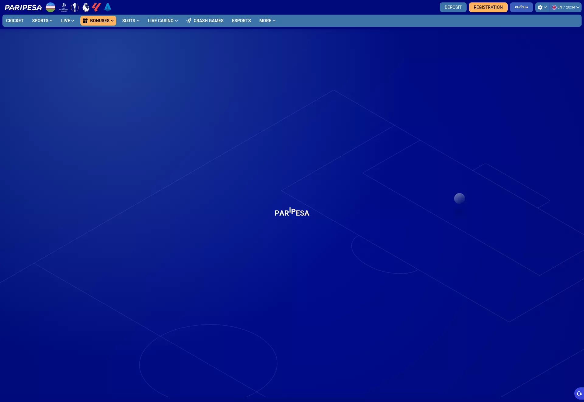 Desktop screen. Paripesa Up to $1744 + 150 FS