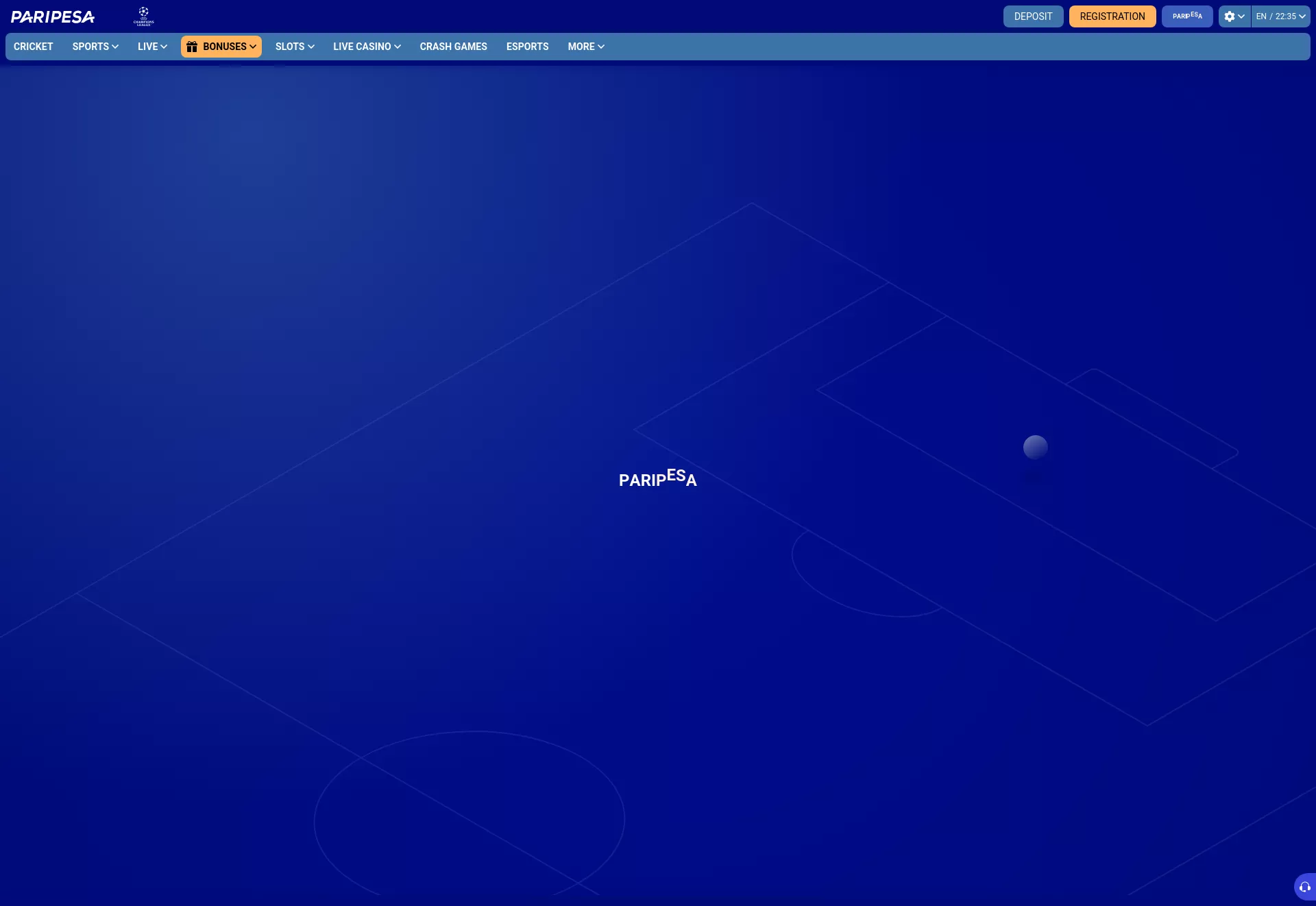 Desktop screen. Paripesa Up to ₫34000000 + 150 FS