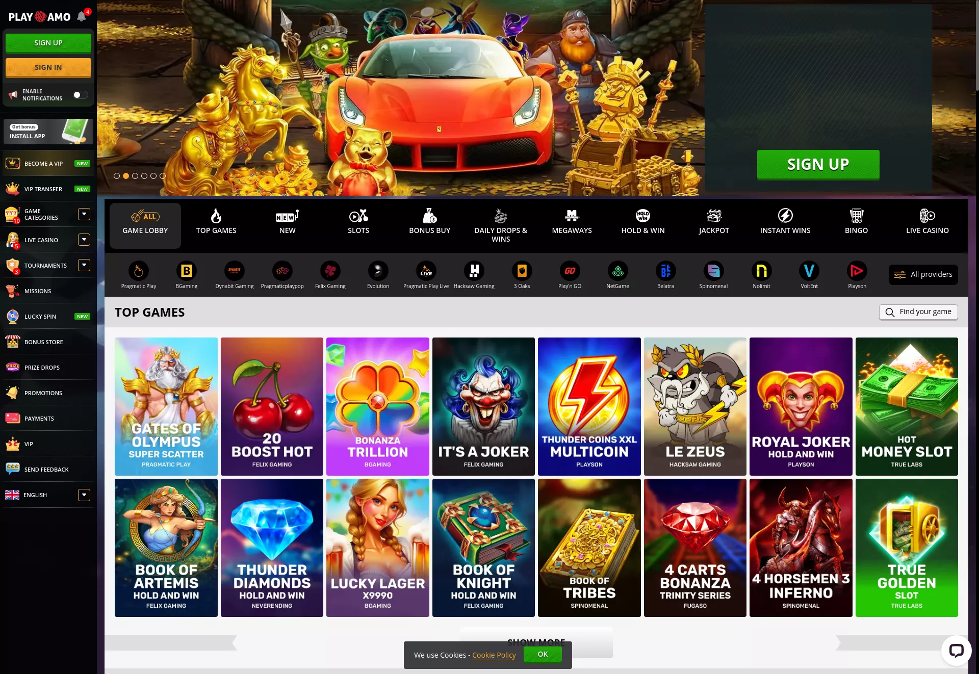 Desktop screen. Play Amo Bis zu €3500 + 150 FS
