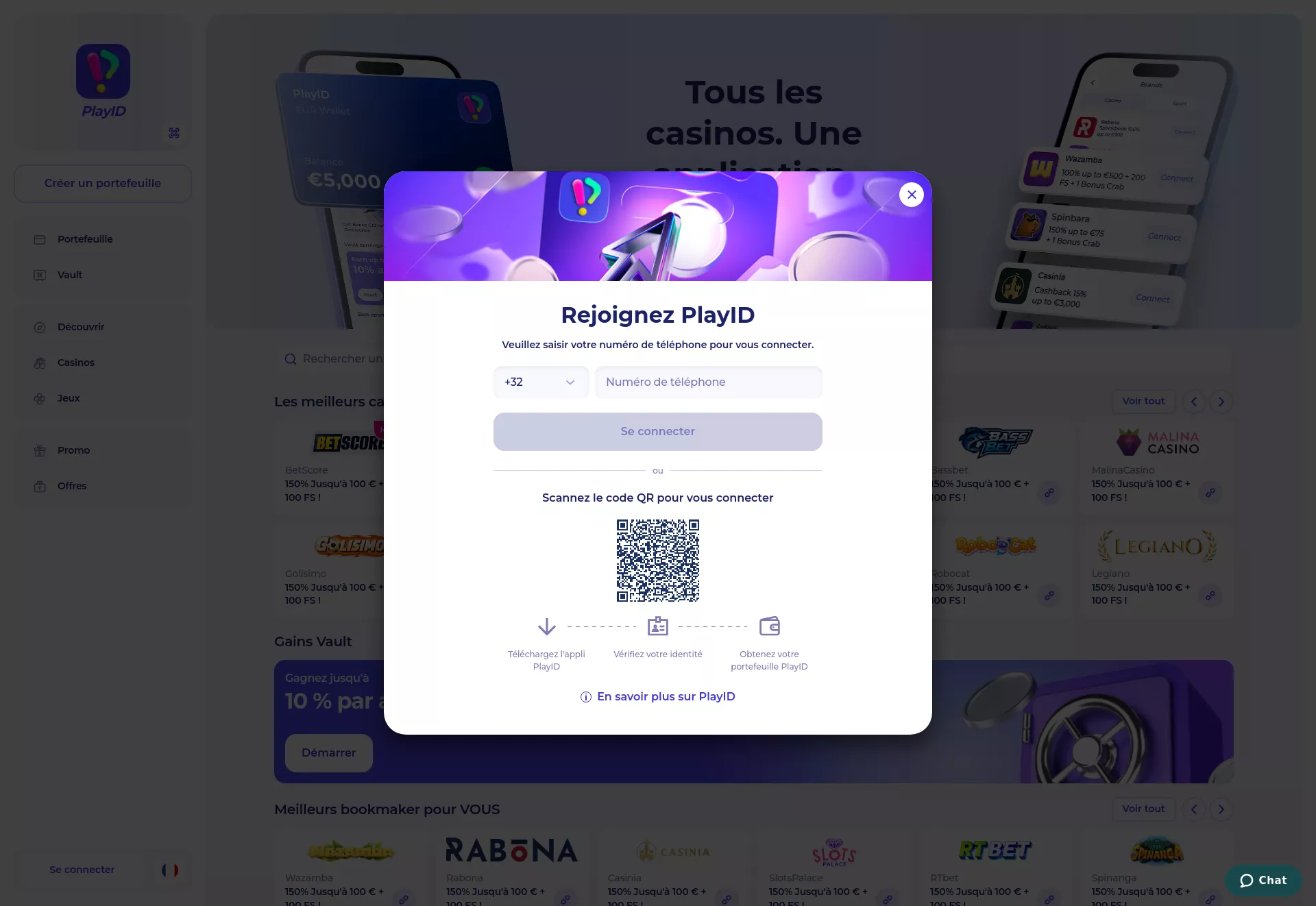 Desktop screen. PlayID Up to €10