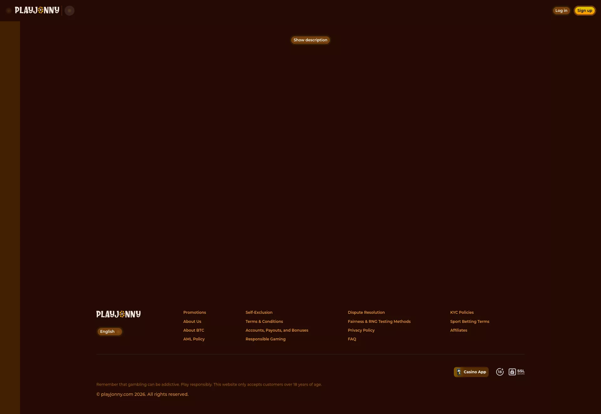 Desktop screen. PlayJonny Up to $1500 + 250 FS