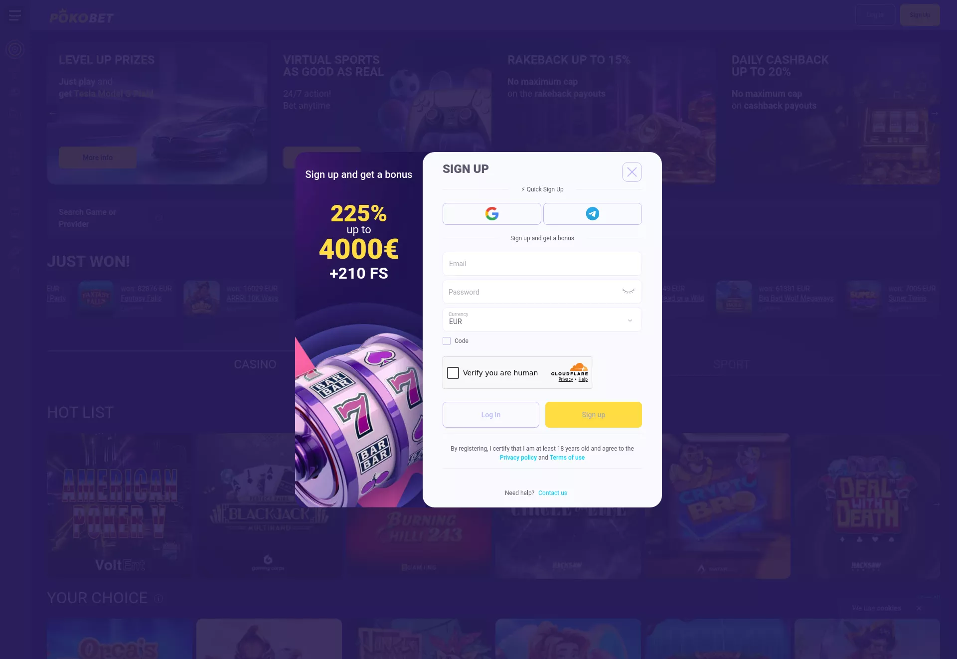 Desktop screen. Pokobet Up to $4000 + 210 FS