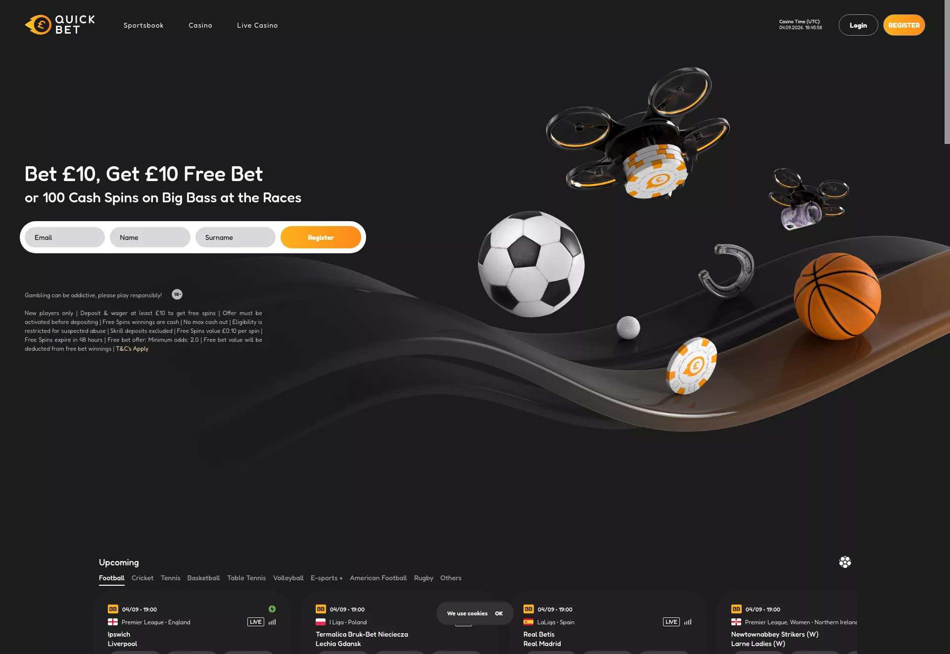 Desktop screen. Quickbet Get 100 FS