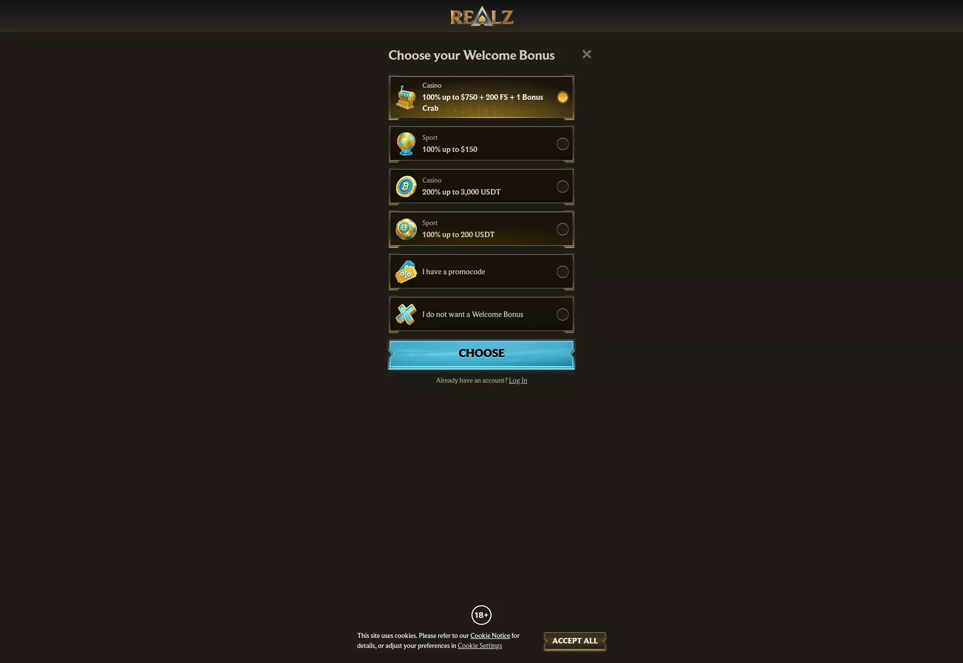 Desktop screen. Realz Get 15% cashback up to $400