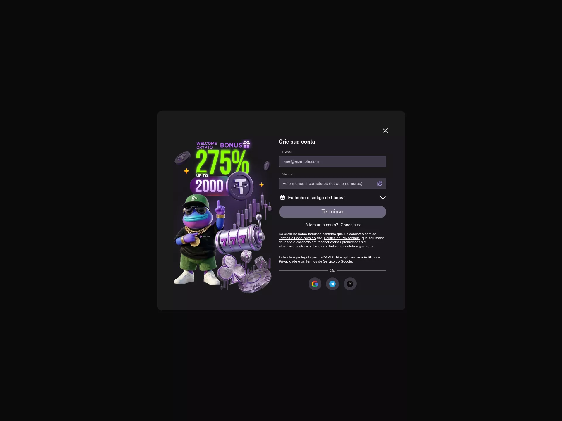 Desktop screen. Reels casino Até ₮2000